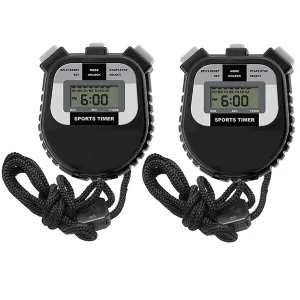 2 Pc Electronic LCD Timer Digital Sport Stopwatch Time Alarm Counter Chronograph