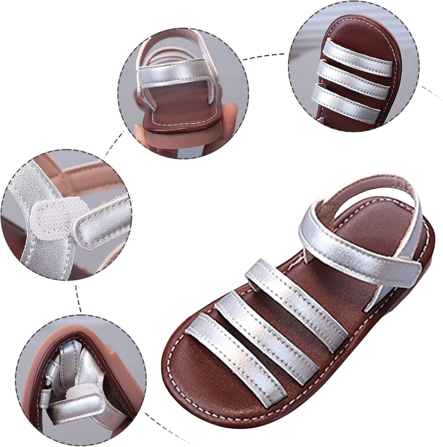 2025 Girls Casual Sandals Fashion Outdoor Sport Walking Footwear with Ankle Strap Summer Slip-On Beach Vacation Slides Comfortable Cute Kids Open Toe Slippers Breathable Dressy Party Dance Shoes