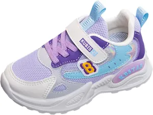 2025 Girls Casual Shoes Comfortable Soft Sole Sport Sneakers Breathable Mesh Non-Slip Walking Footwear Summer Cute Kids Loafer Shoe Indoor/Outdoo Fashion Lace Up Run Vacation Slippers