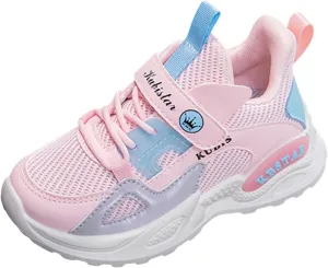 2025 Girls Casual Shoes Comfortable Soft Sole Sport Sneakers Breathable Mesh Non-Slip Walking Footwear Summer Cute Kids Loafer Shoe Indoor/Outdoo Fashion Lace Up Run Vacation Slippers