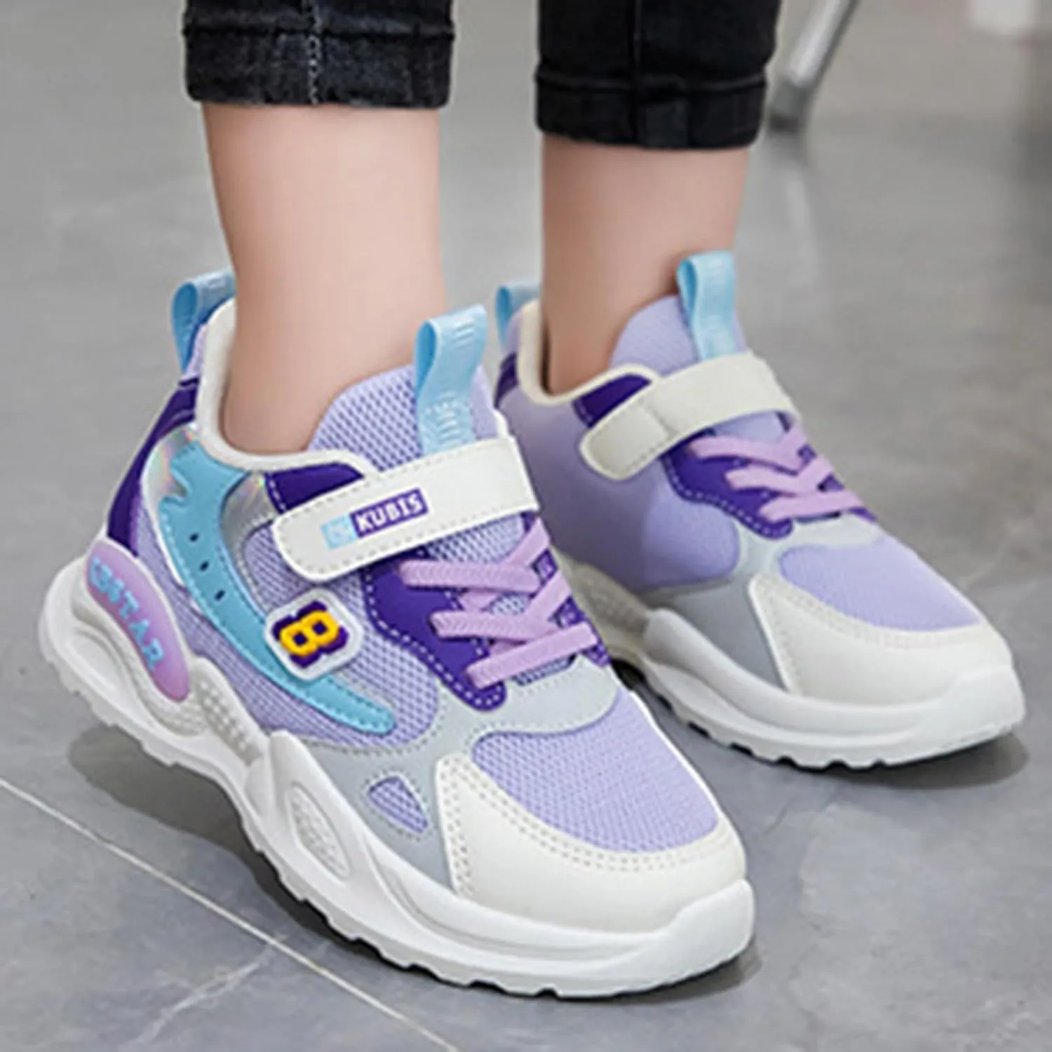 2025 Girls Casual Shoes Comfortable Soft Sole Sport Sneakers Breathable Mesh Non-Slip Walking Footwear Summer Cute Kids Loafer Shoe Indoor/Outdoo Fashion Lace Up Run Vacation Slippers