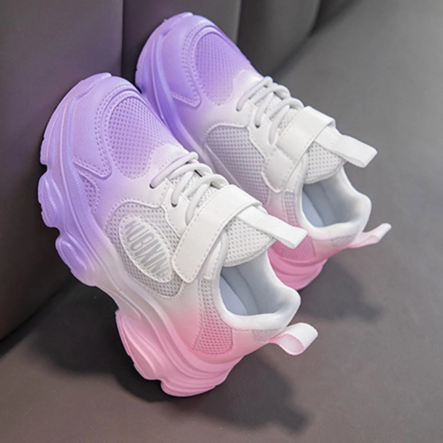 2025 Girls Casual Shoes Comfortable Soft Sole Sport Sneakers Breathable Mesh Non-Slip Walking Footwear Summer Cute Kids Loafer Shoe Indoor/Outdoo Fashion Lace Up Run Vacation Slippers