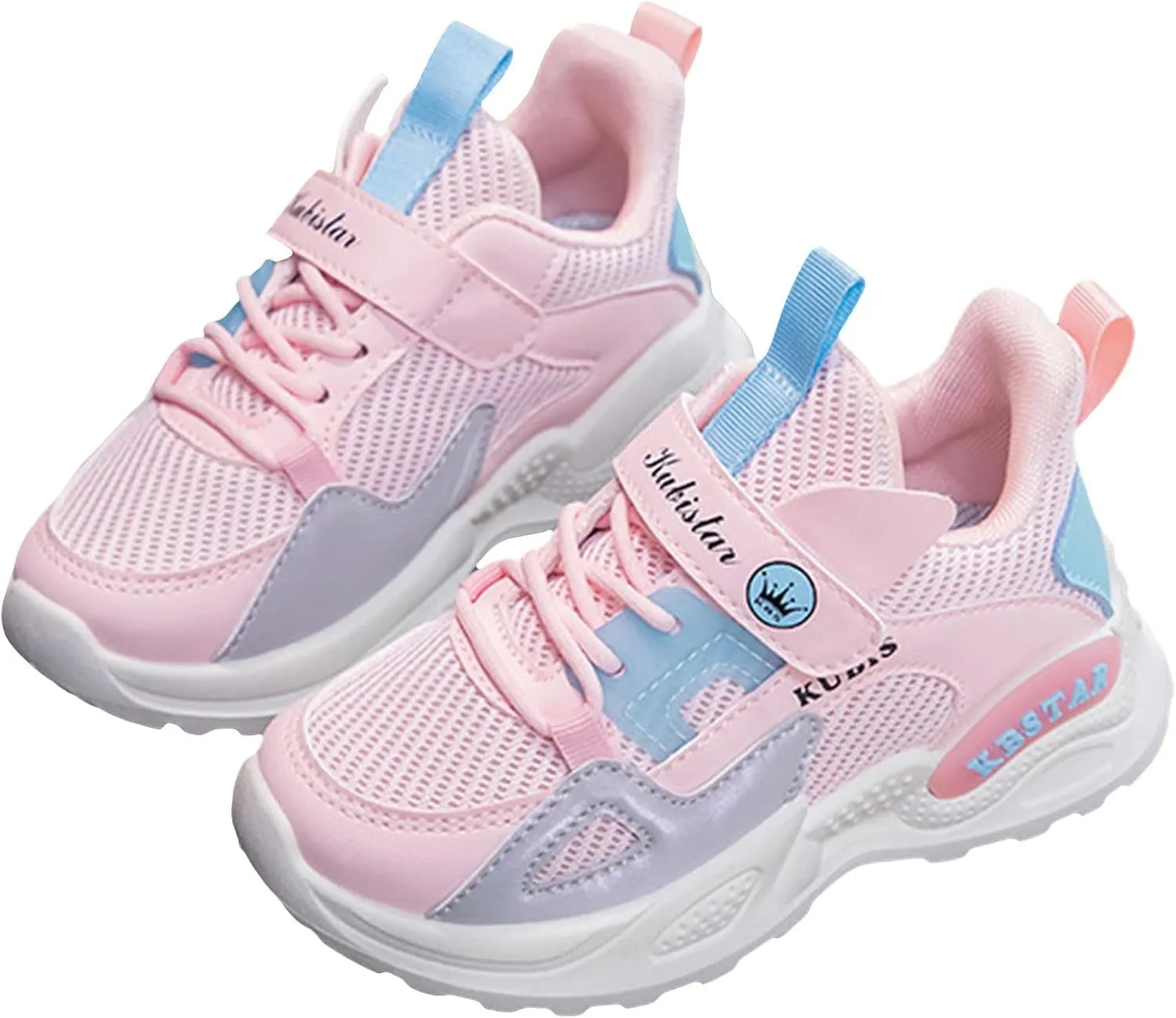2025 Girls Casual Shoes Comfortable Soft Sole Sport Sneakers Breathable Mesh Non-Slip Walking Footwear Summer Cute Kids Loafer Shoe Indoor/Outdoo Fashion Lace Up Run Vacation Slippers