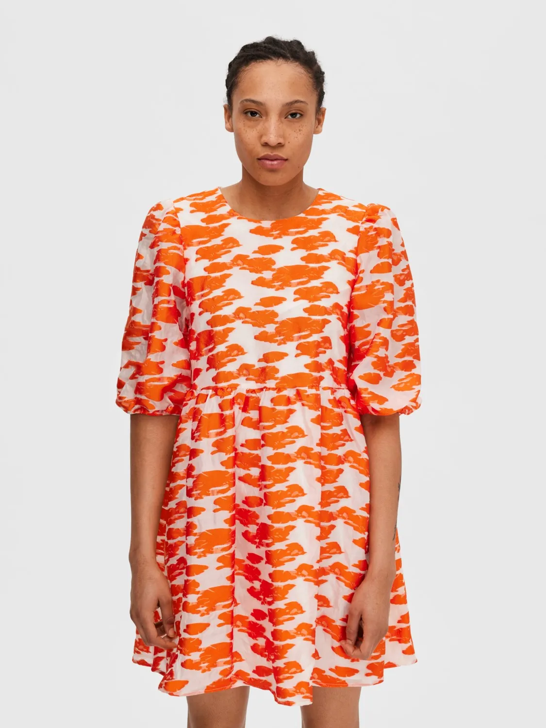Abrielle 3/4 Short Dress - Orangeade