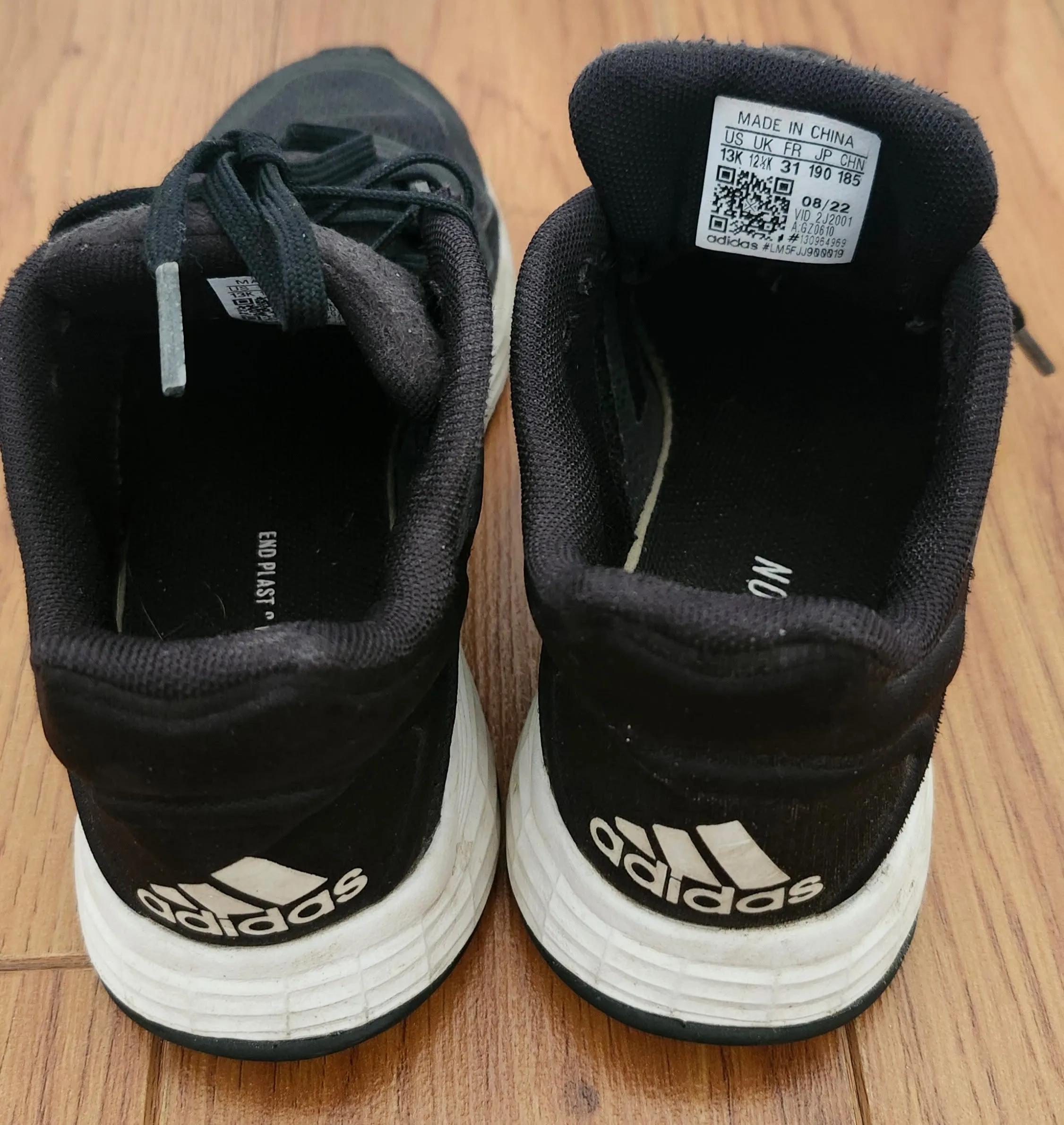 Adidas Black and White Runners, Shoes 13 (Kids:4-8yr)