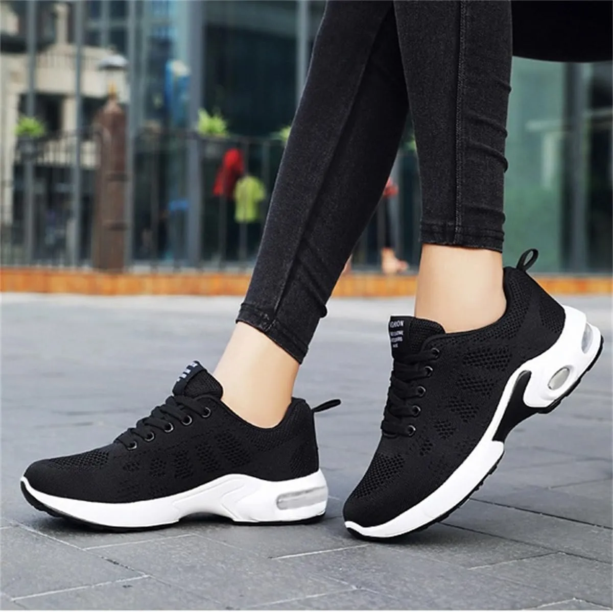 Air Cushion Running Shoes,Gym Workout Walking Shoes,Breathable Mesh Sneakers,Non Slip Arch Support Platform Loafers