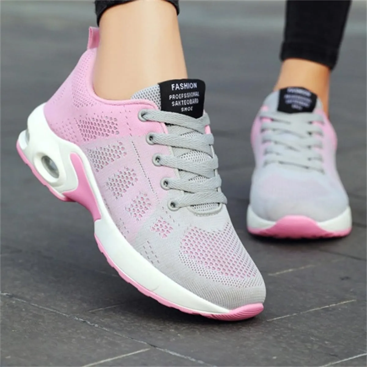 Air Cushion Running Shoes,Gym Workout Walking Shoes,Breathable Mesh Sneakers,Non Slip Arch Support Platform Loafers