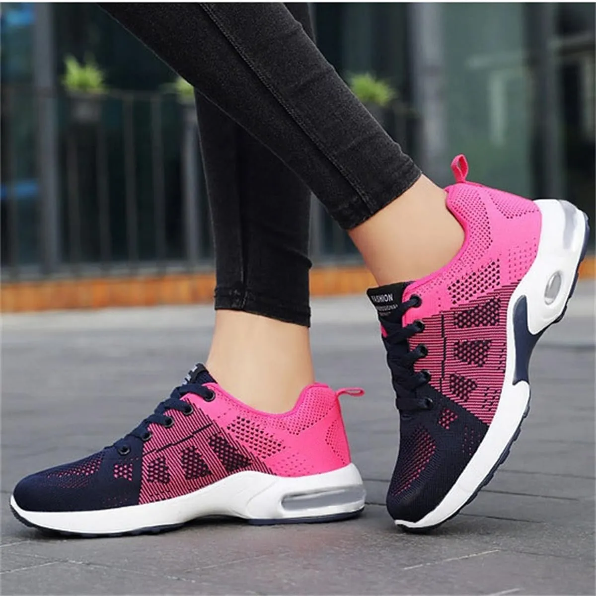Air Cushion Running Shoes,Gym Workout Walking Shoes,Breathable Mesh Sneakers,Non Slip Arch Support Platform Loafers