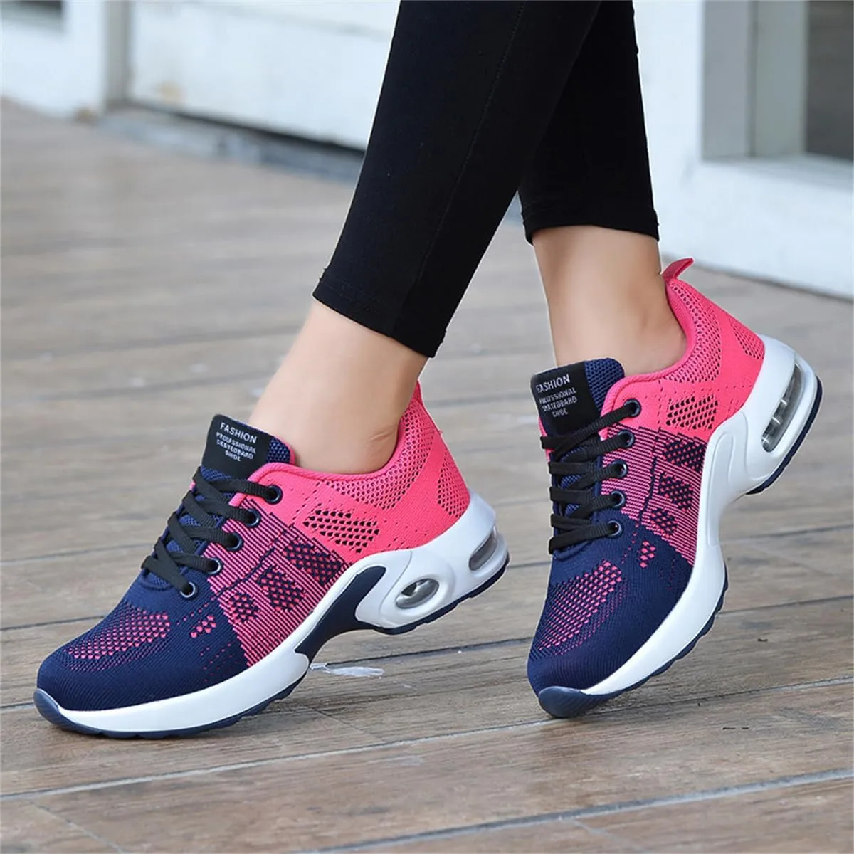 Air Cushion Running Shoes,Gym Workout Walking Shoes,Breathable Mesh Sneakers,Non Slip Arch Support Platform Loafers