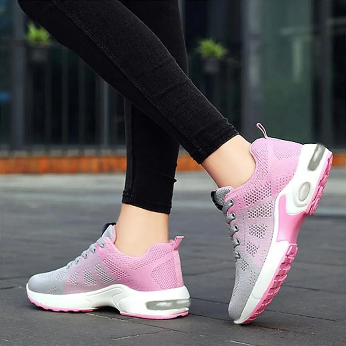 Air Cushion Running Shoes,Gym Workout Walking Shoes,Breathable Mesh Sneakers,Non Slip Arch Support Platform Loafers