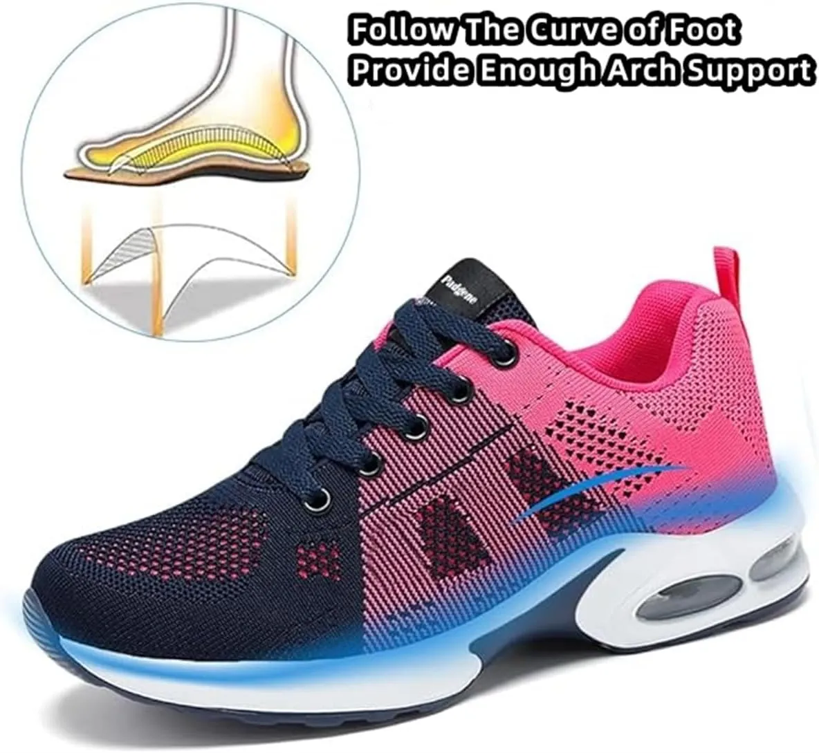 Air Cushion Running Shoes,Gym Workout Walking Shoes,Breathable Mesh Sneakers,Non Slip Arch Support Platform Loafers