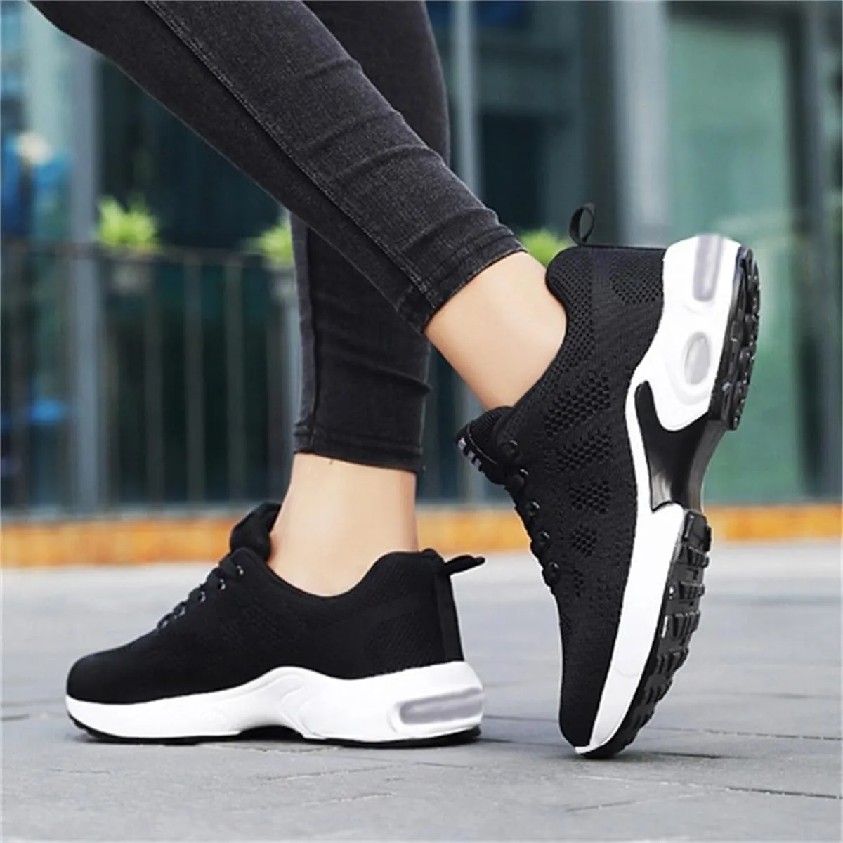 Air Cushion Running Shoes,Gym Workout Walking Shoes,Breathable Mesh Sneakers,Non Slip Arch Support Platform Loafers