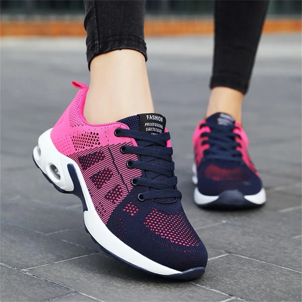 Air Cushion Running Shoes,Gym Workout Walking Shoes,Breathable Mesh Sneakers,Non Slip Arch Support Platform Loafers