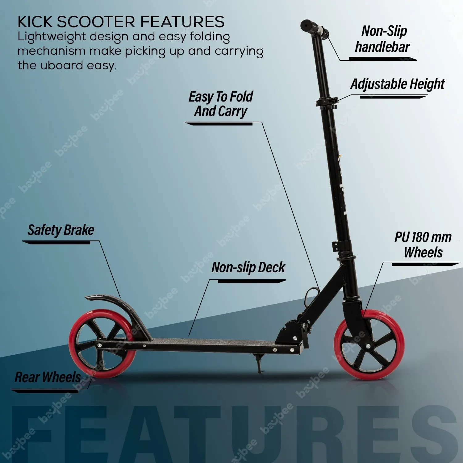 Baybee City Partner 2 Wheel Smart Kids Scooter for Kids & Adults