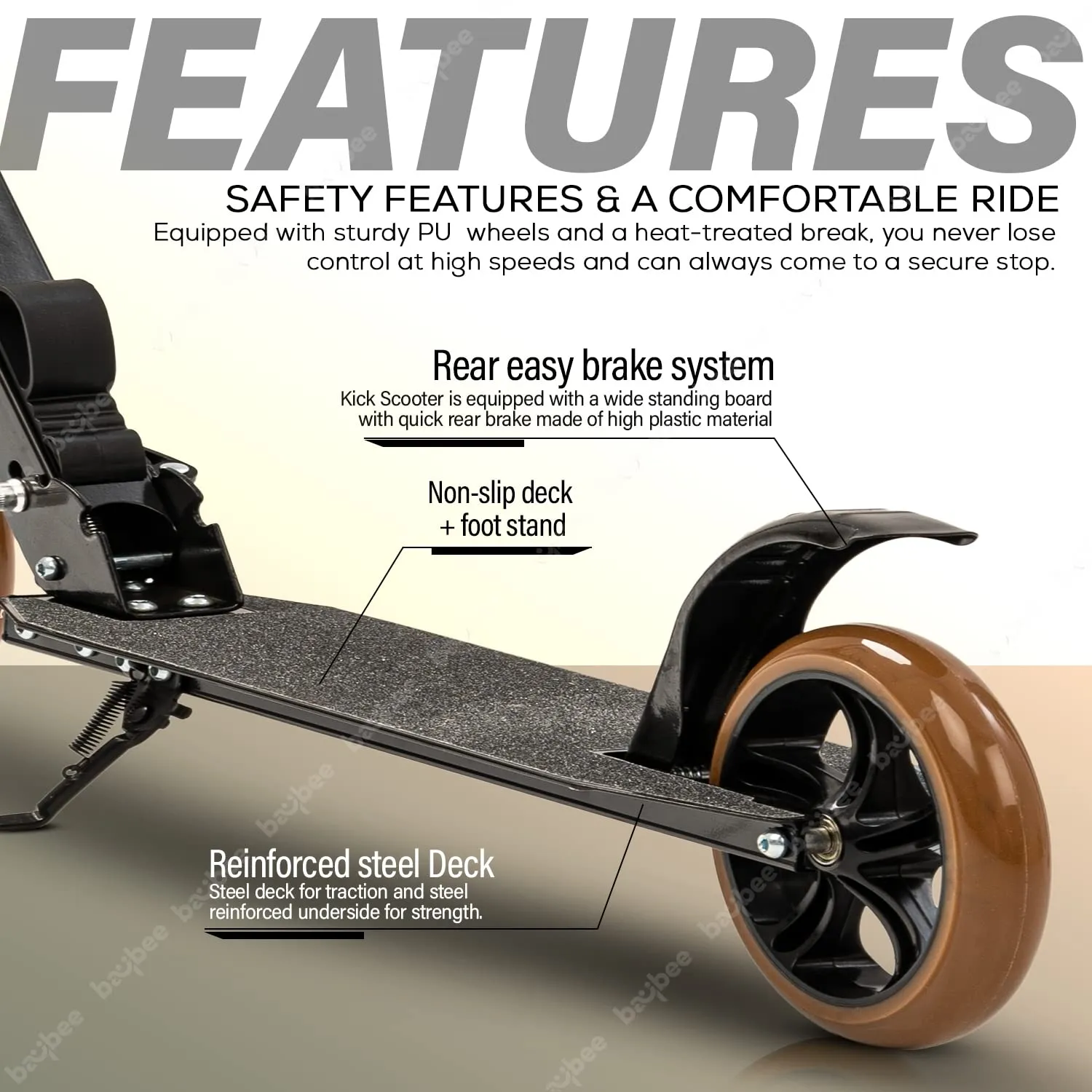 Baybee City Partner 2 Wheel Smart Kids Scooter for Kids & Adults