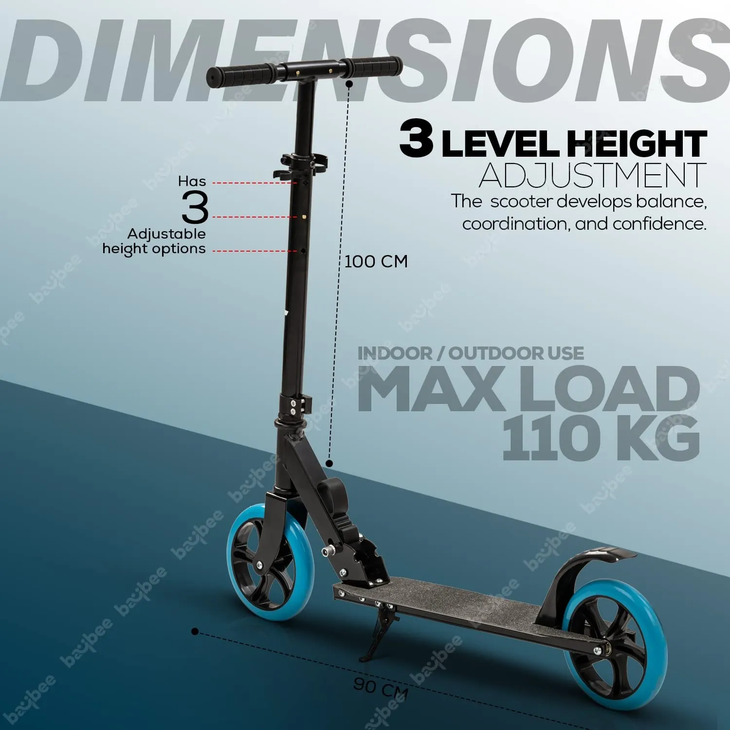 Baybee City Partner 2 Wheel Smart Kids Scooter for Kids & Adults