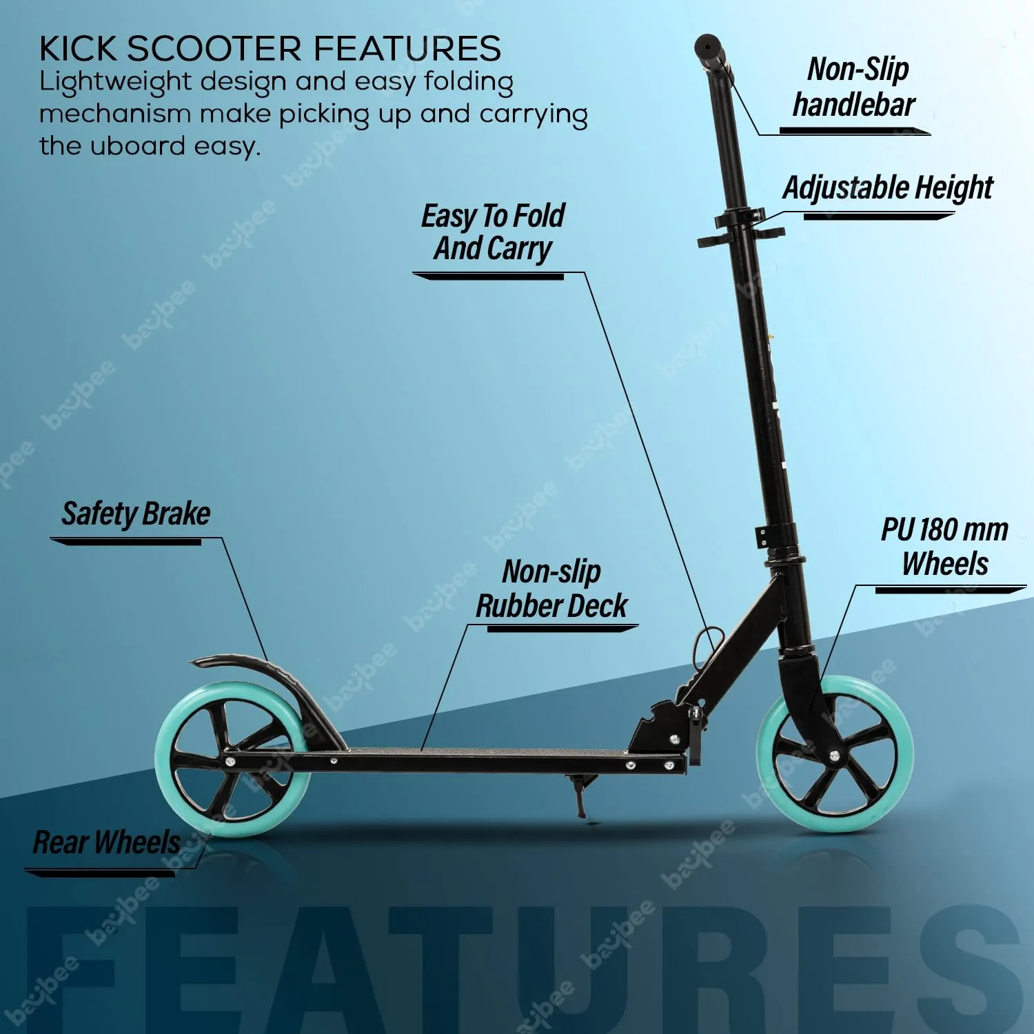 Baybee City Partner 2 Wheel Smart Kids Scooter for Kids & Adults