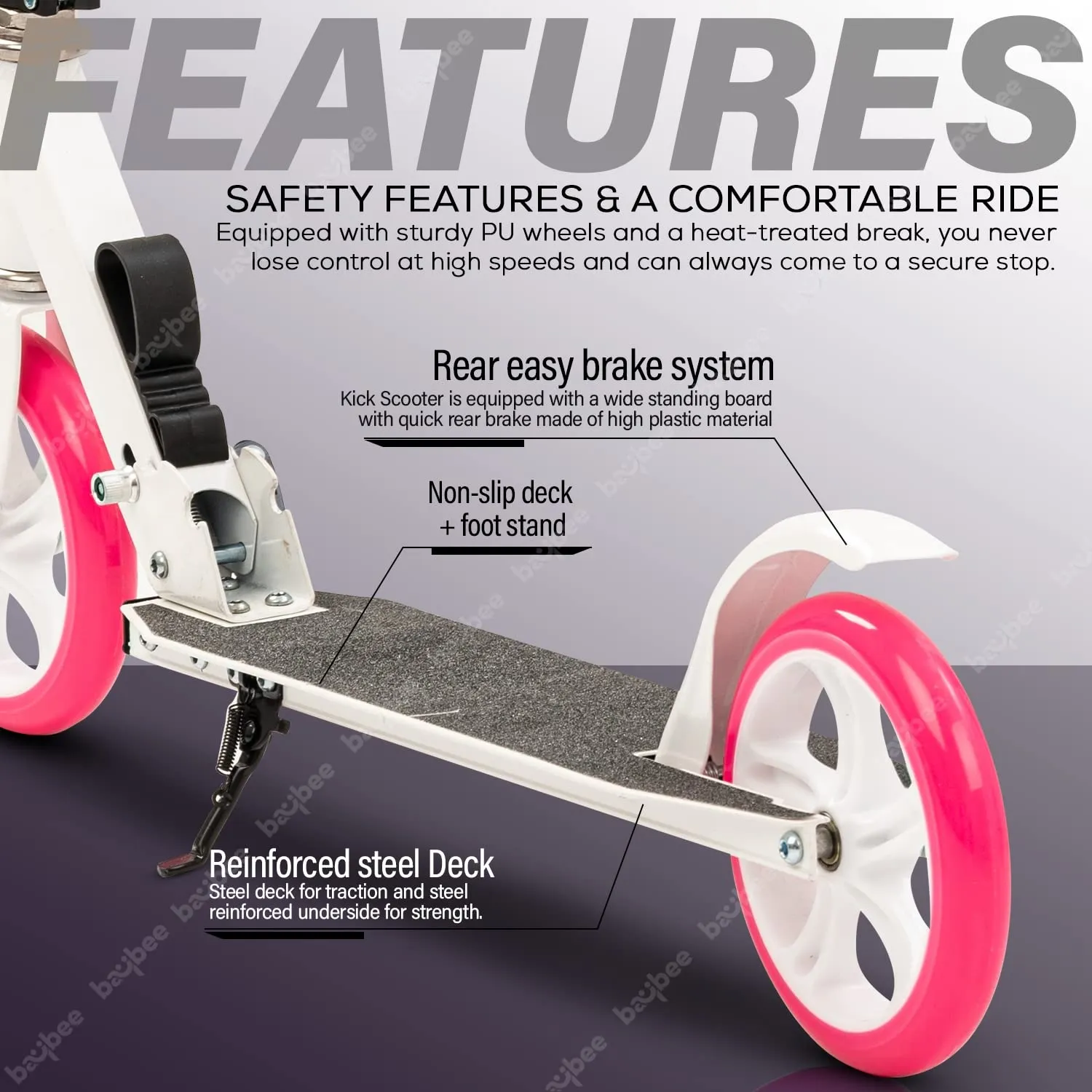 Baybee City Partner 2 Wheel Smart Kids Scooter for Kids & Adults