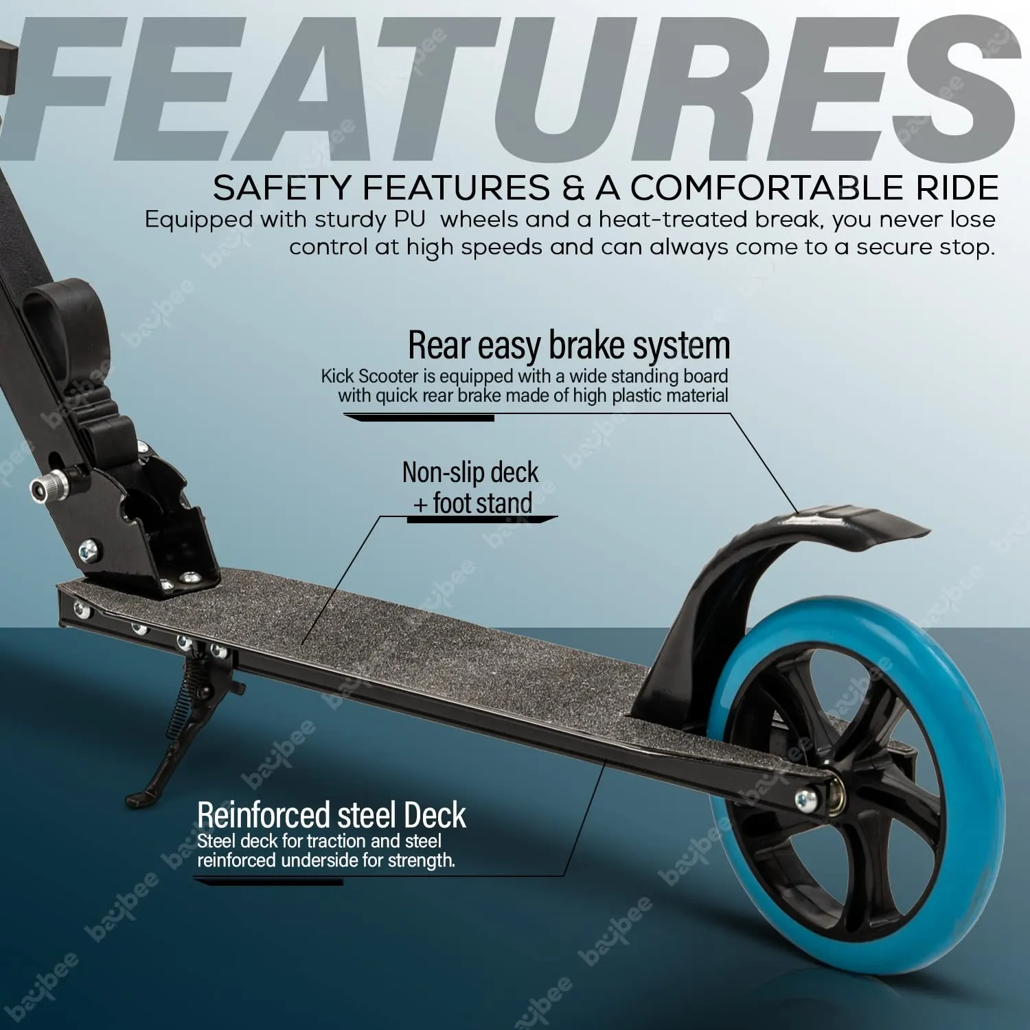 Baybee City Partner 2 Wheel Smart Kids Scooter for Kids & Adults