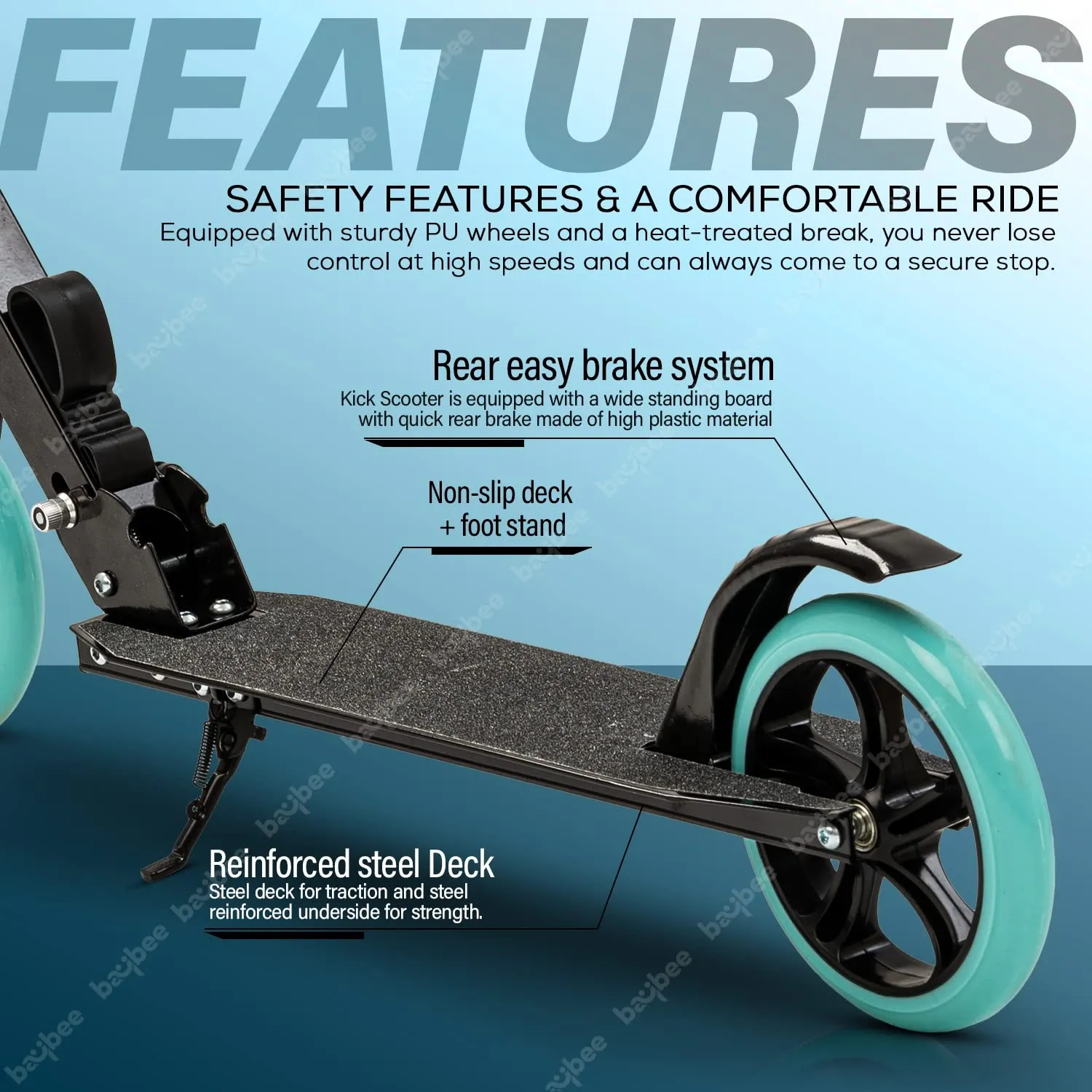 Baybee City Partner 2 Wheel Smart Kids Scooter for Kids & Adults