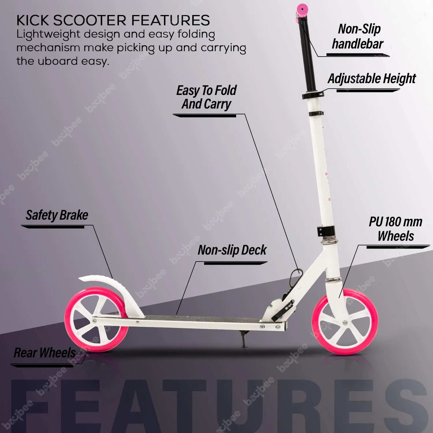 Baybee City Partner 2 Wheel Smart Kids Scooter for Kids & Adults