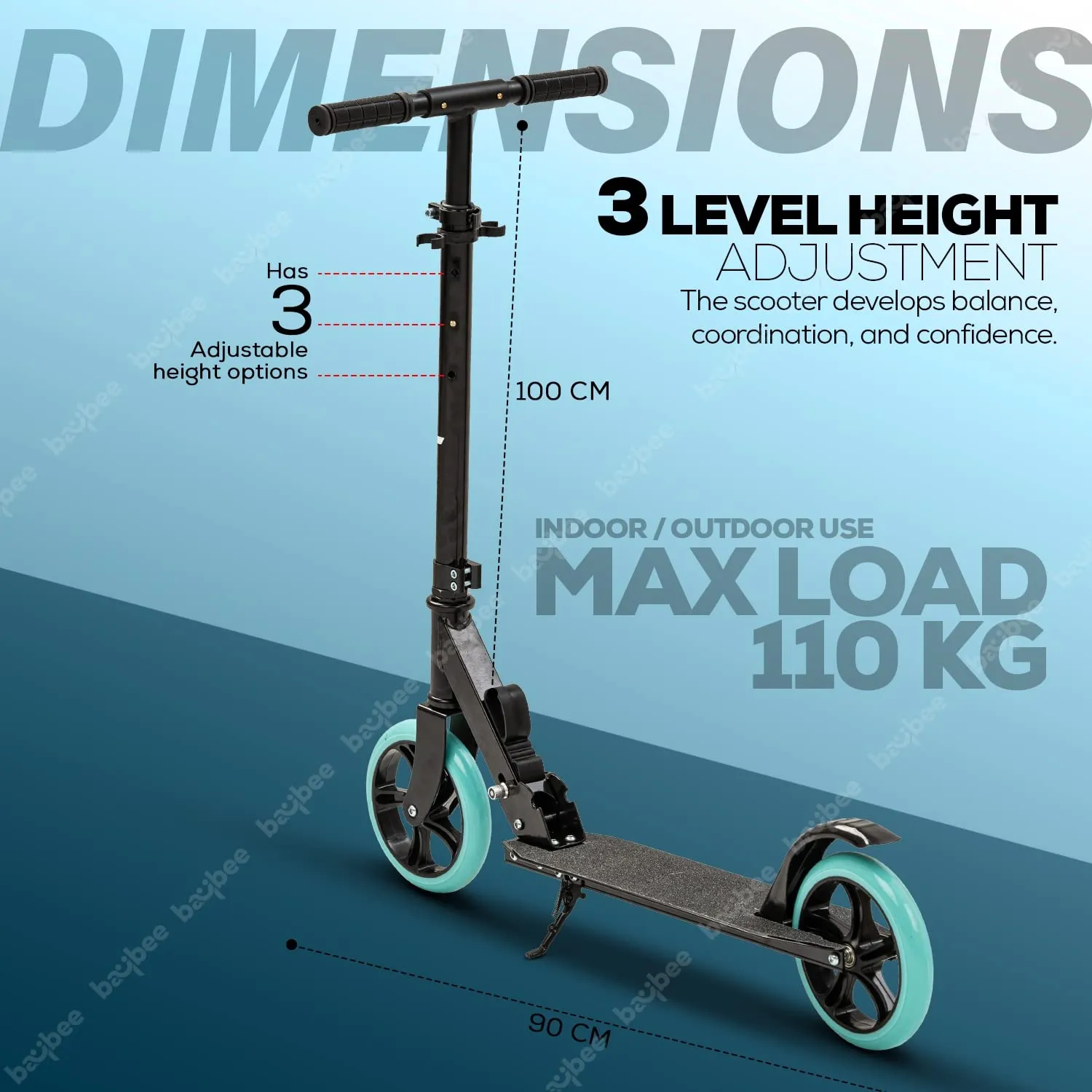 Baybee City Partner 2 Wheel Smart Kids Scooter for Kids & Adults