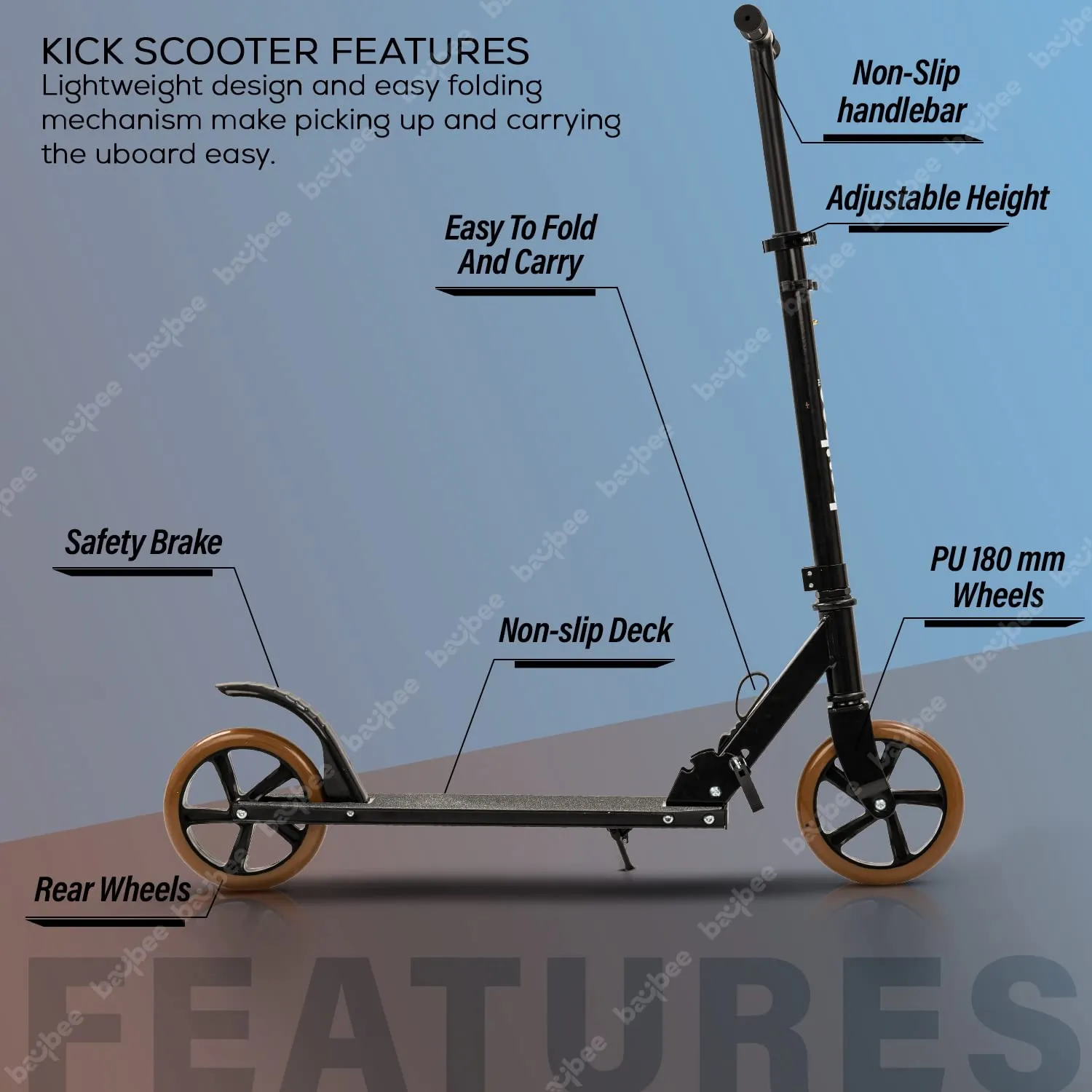 Baybee City Partner 2 Wheel Smart Kids Scooter for Kids & Adults
