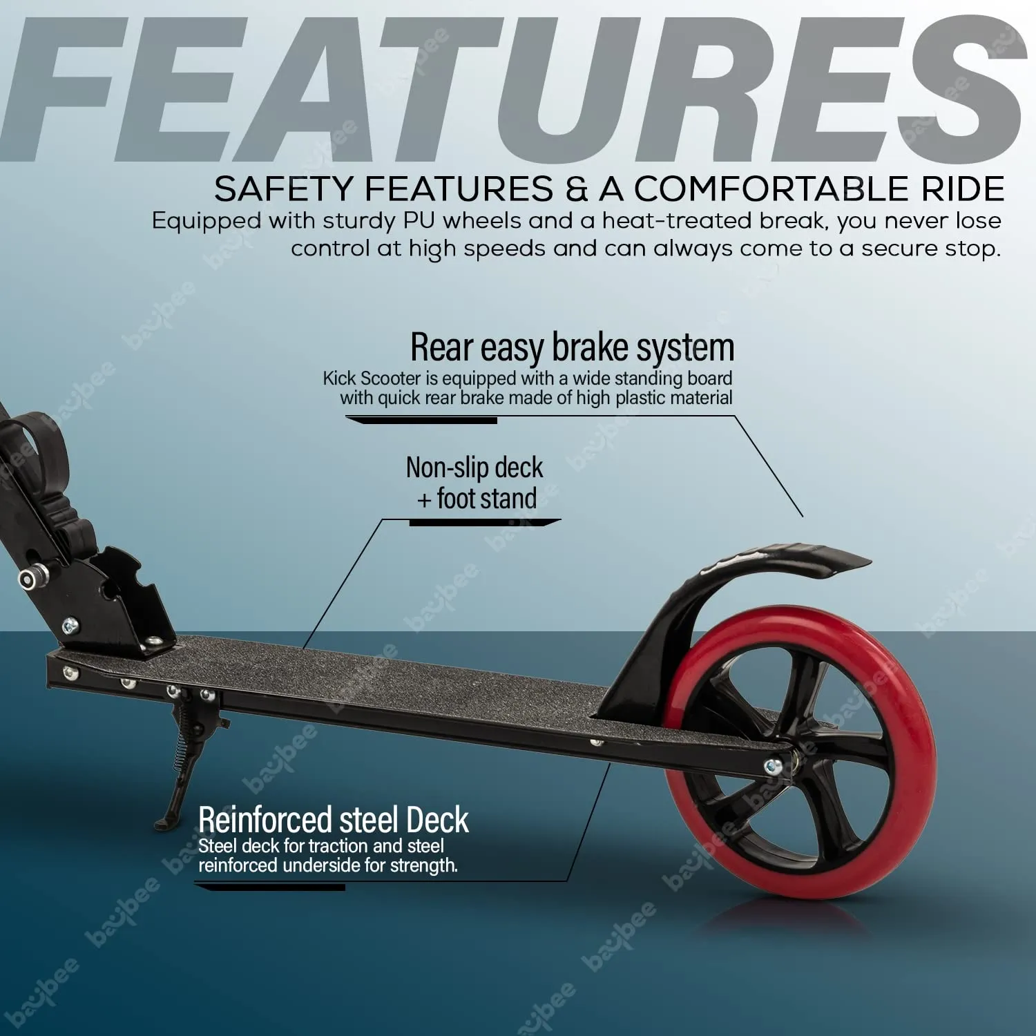 Baybee City Partner 2 Wheel Smart Kids Scooter for Kids & Adults