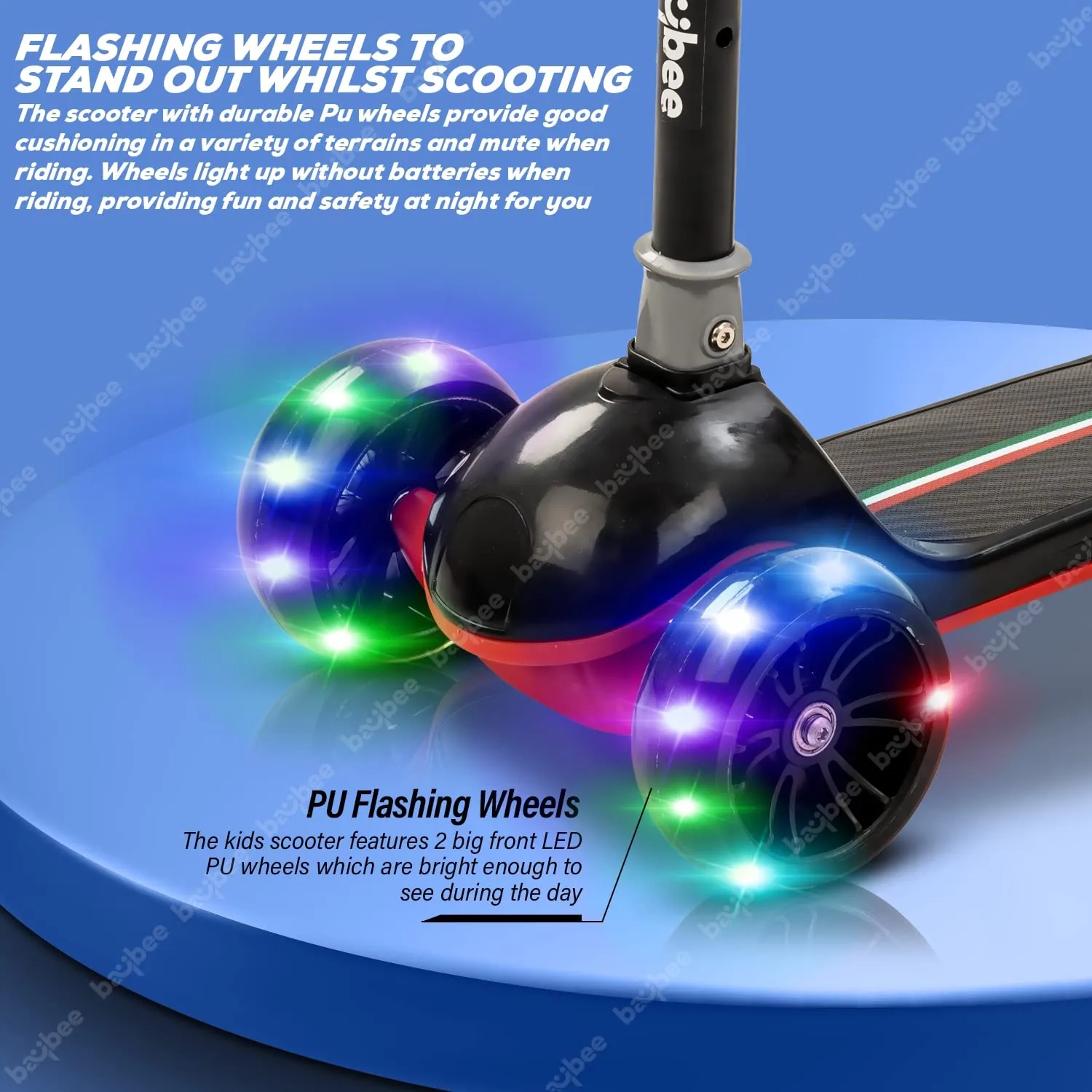 Baybee Trial Blazer 3 Wheel Smart Kids Skate Scooter with LED PU Wheels