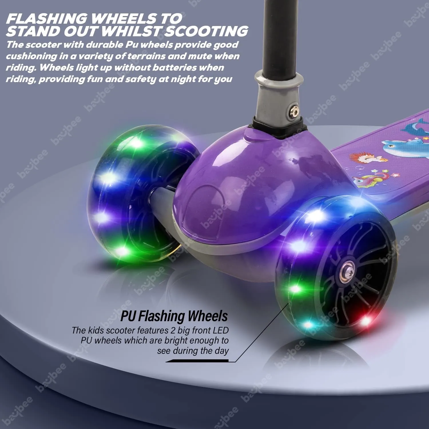 Baybee Trial Blazer 3 Wheel Smart Kids Skate Scooter with LED PU Wheels