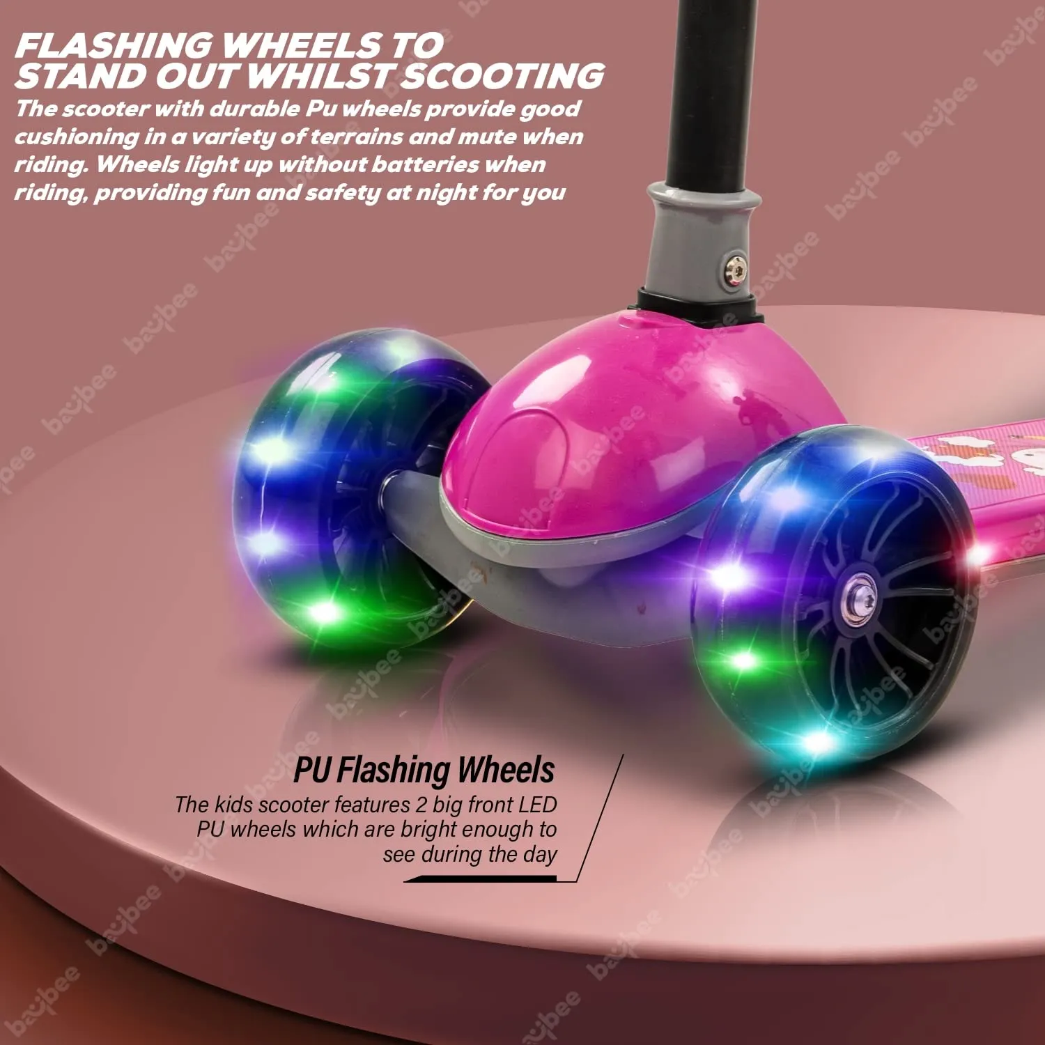 Baybee Trial Blazer 3 Wheel Smart Kids Skate Scooter with LED PU Wheels