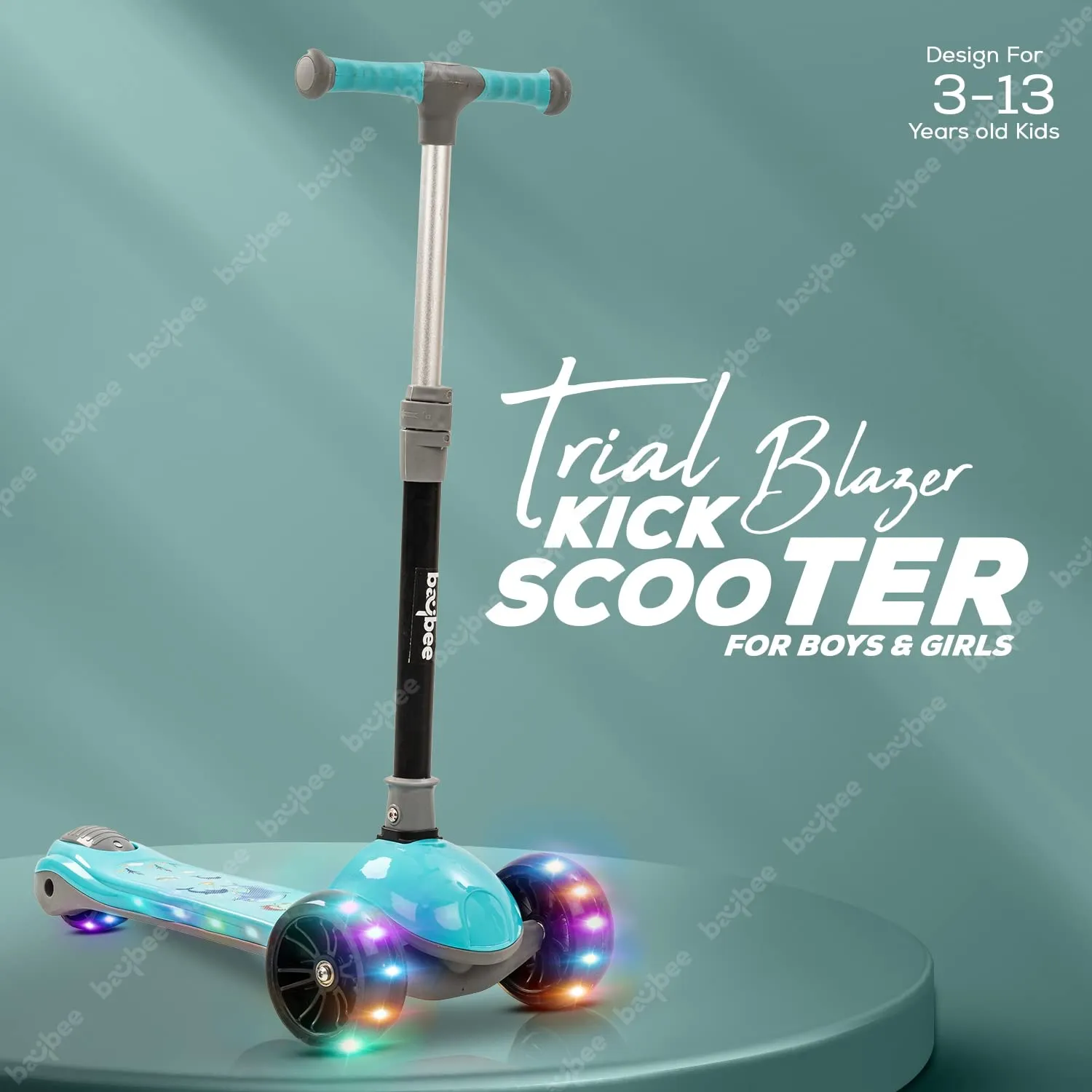 Baybee Trial Blazer 3 Wheel Smart Kids Skate Scooter with LED PU Wheels