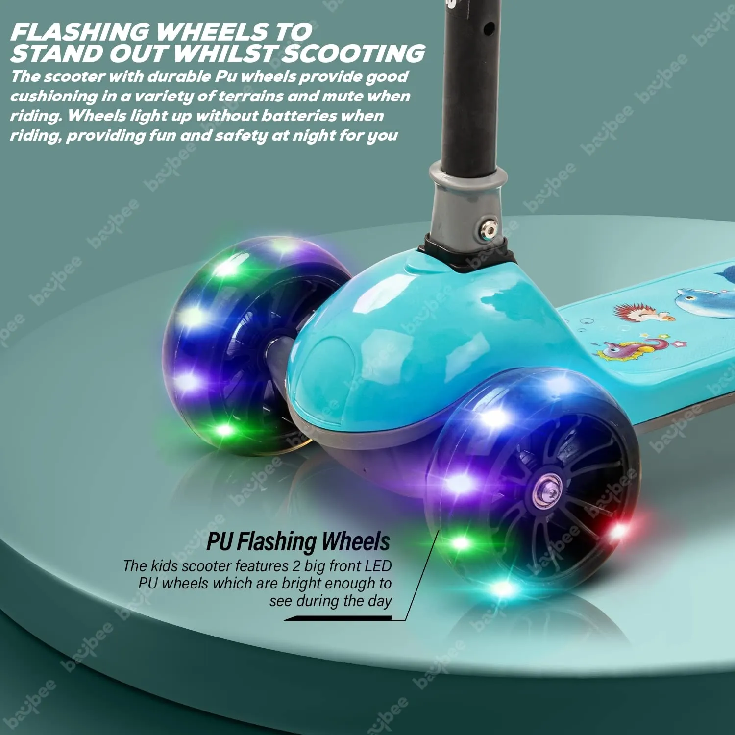 Baybee Trial Blazer 3 Wheel Smart Kids Skate Scooter with LED PU Wheels