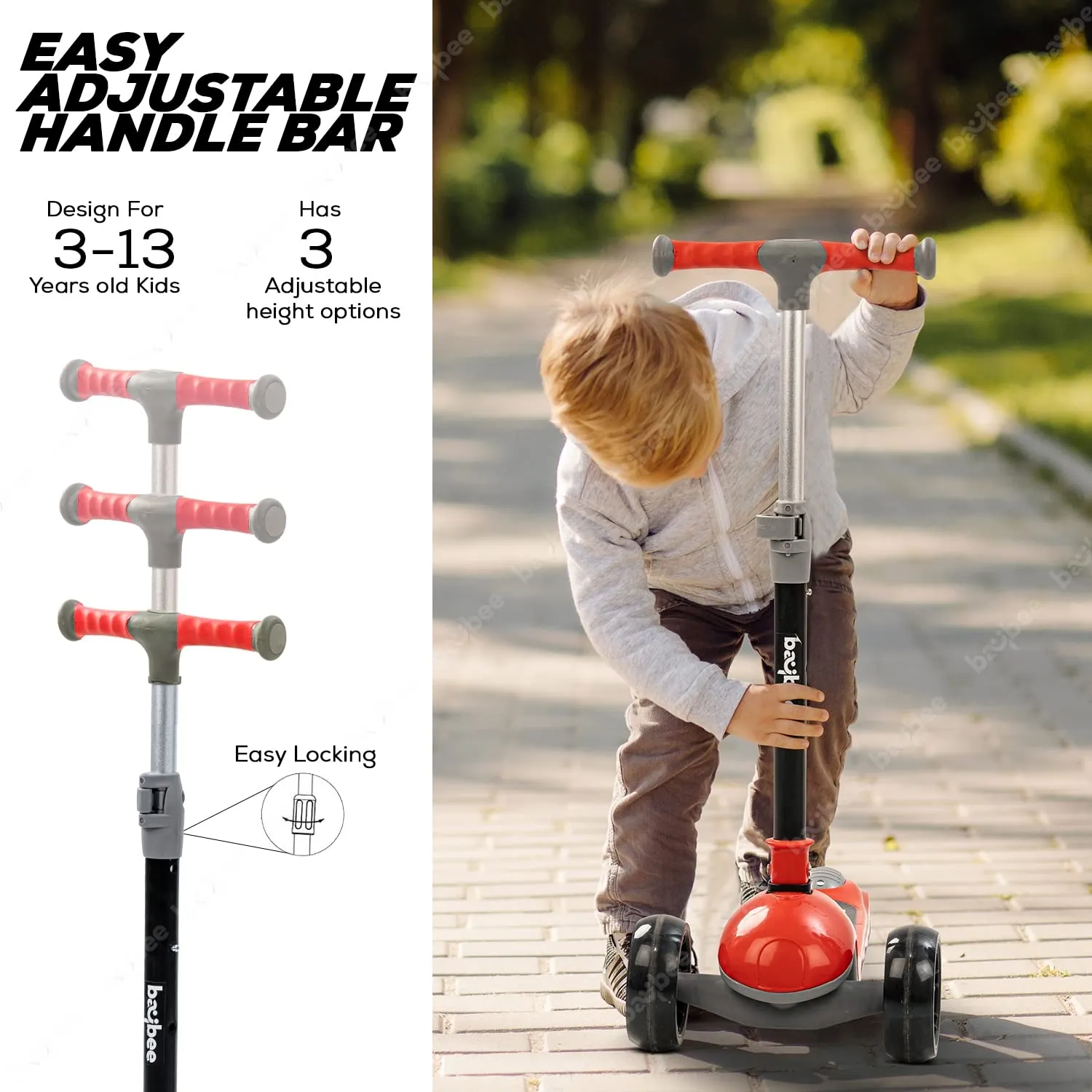 Baybee Trial Blazer 3 Wheel Smart Kids Skate Scooter with LED PU Wheels