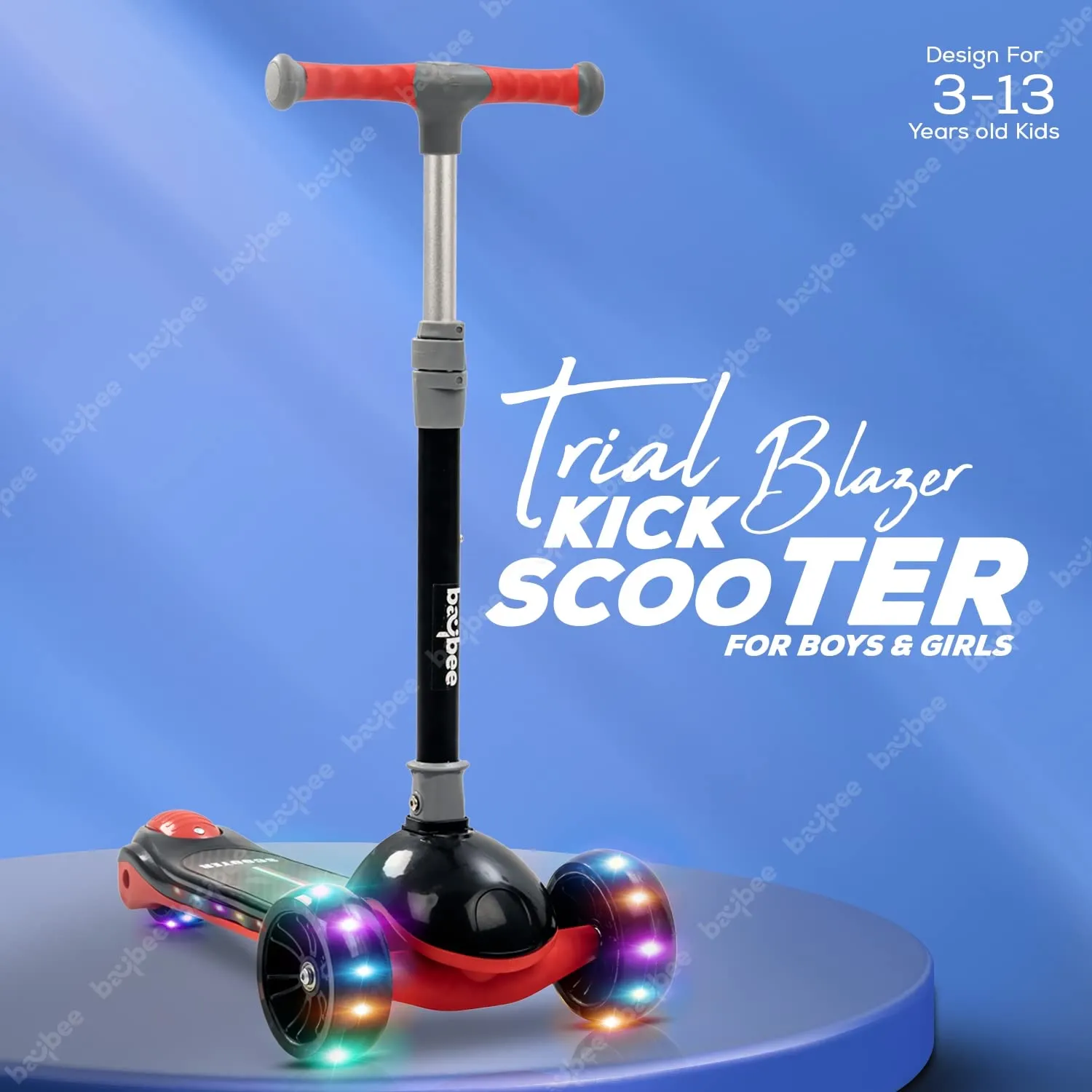 Baybee Trial Blazer 3 Wheel Smart Kids Skate Scooter with LED PU Wheels