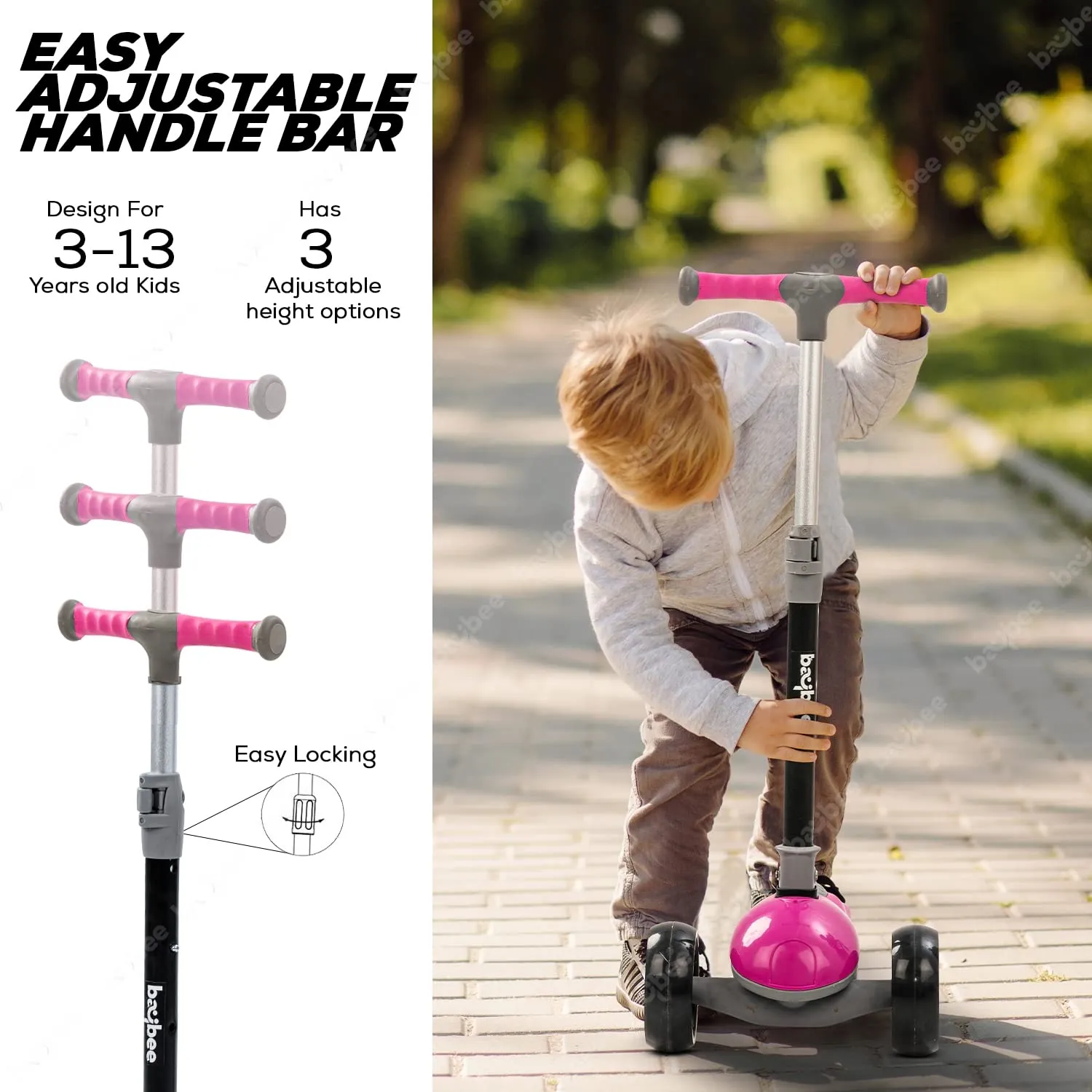 Baybee Trial Blazer 3 Wheel Smart Kids Skate Scooter with LED PU Wheels