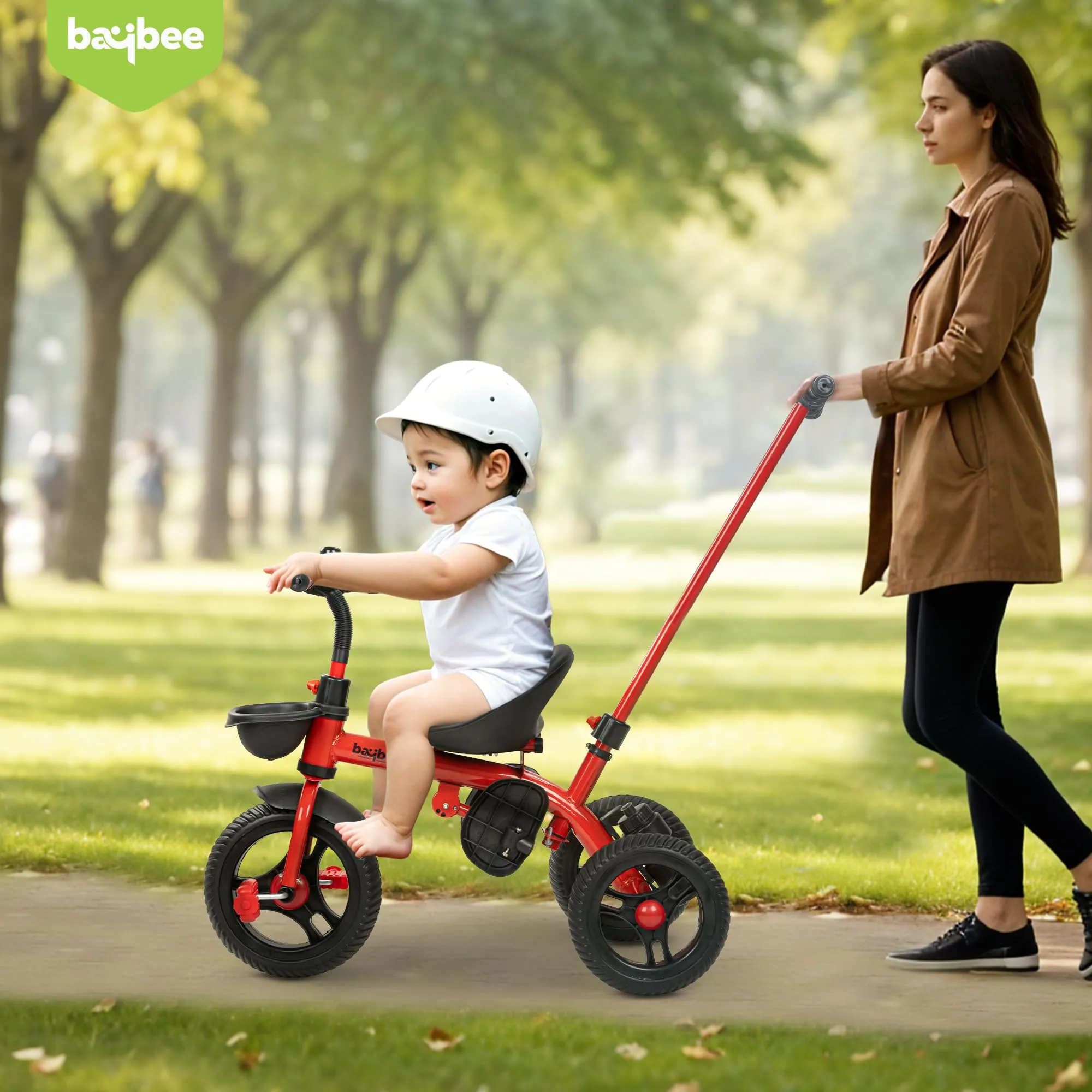 Baybee Triker 2 in 1 Baby Tricycle for Kids, Smart Kids Tricycle with Parental Push Handle, Eva Wheels, Footrest & Baskets