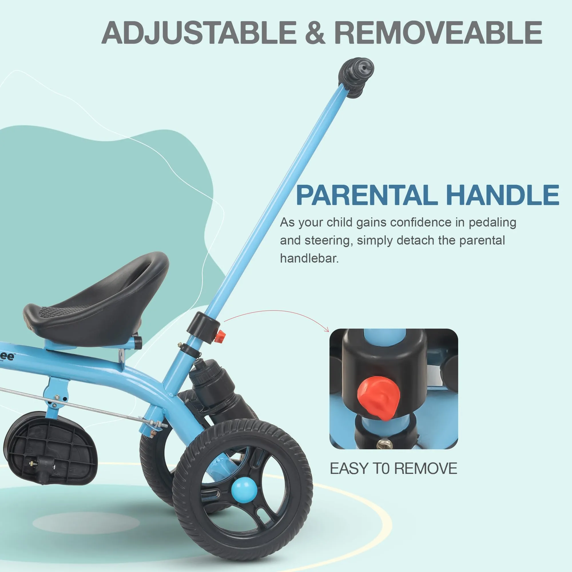 Baybee Triker 2 in 1 Baby Tricycle for Kids, Smart Kids Tricycle with Parental Push Handle, Eva Wheels, Footrest & Baskets