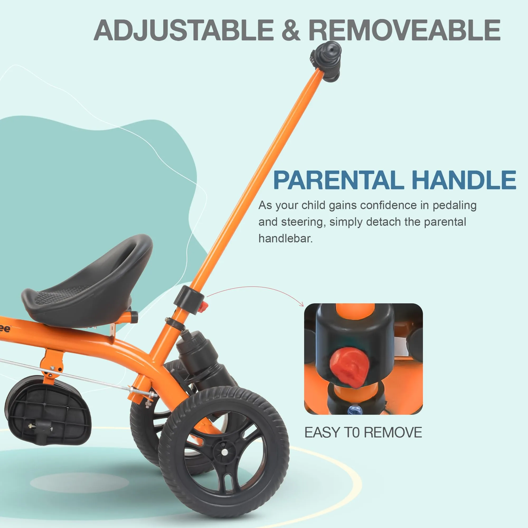 Baybee Triker 2 in 1 Baby Tricycle for Kids, Smart Kids Tricycle with Parental Push Handle, Eva Wheels, Footrest & Baskets