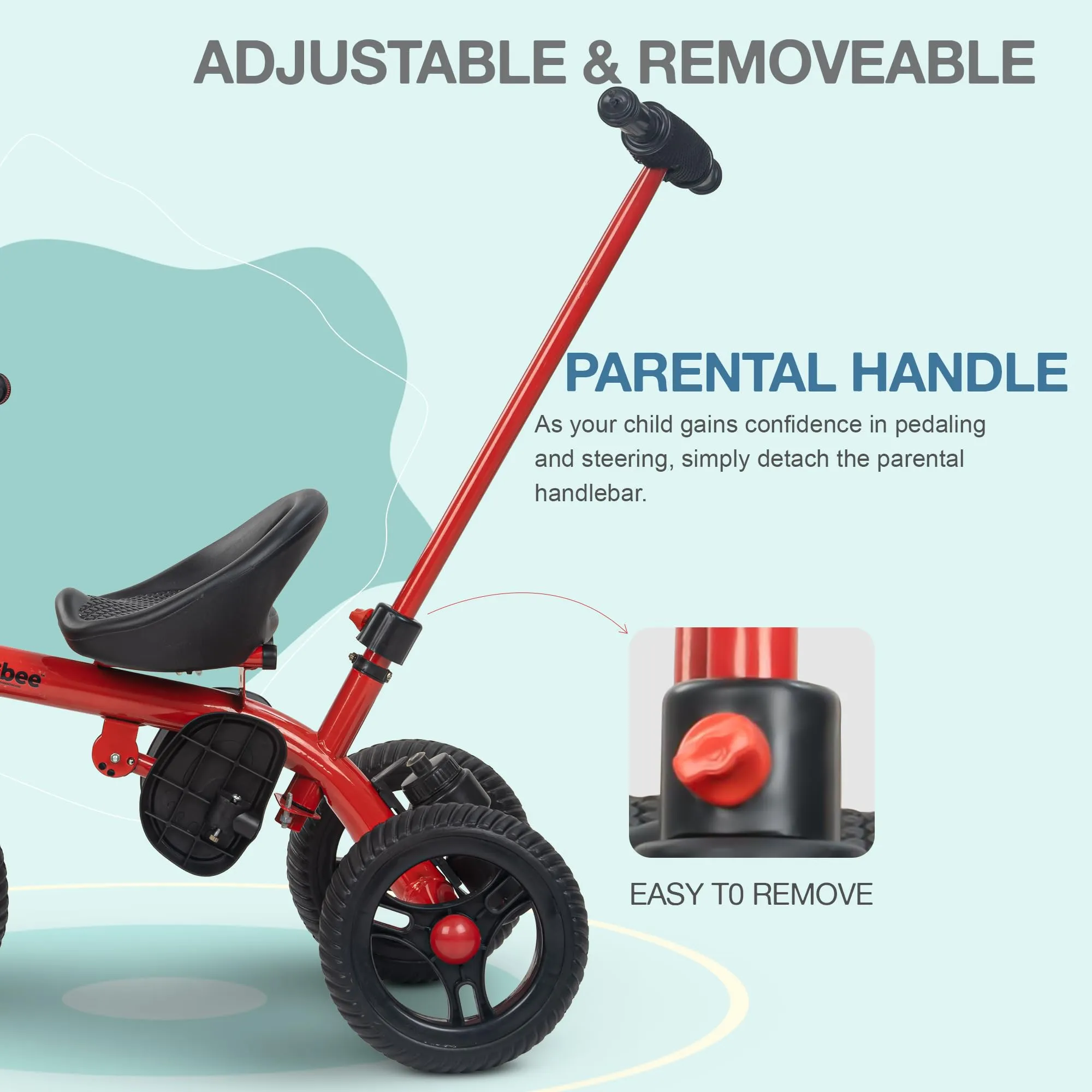 Baybee Triker 2 in 1 Baby Tricycle for Kids, Smart Kids Tricycle with Parental Push Handle, Eva Wheels, Footrest & Baskets