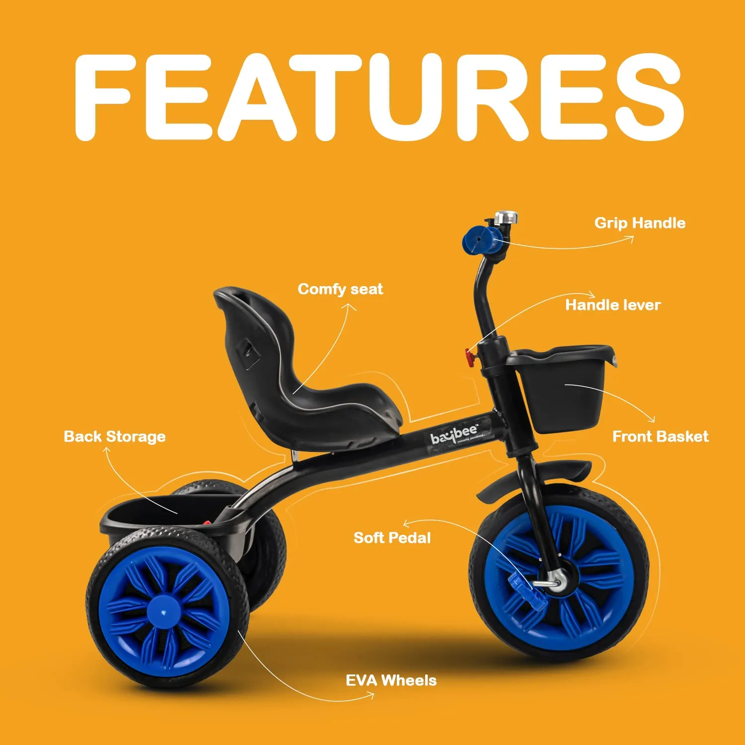 Baybee Trize Baby Tricycle for Kids, Smart Plug & Play Kids Tricycle