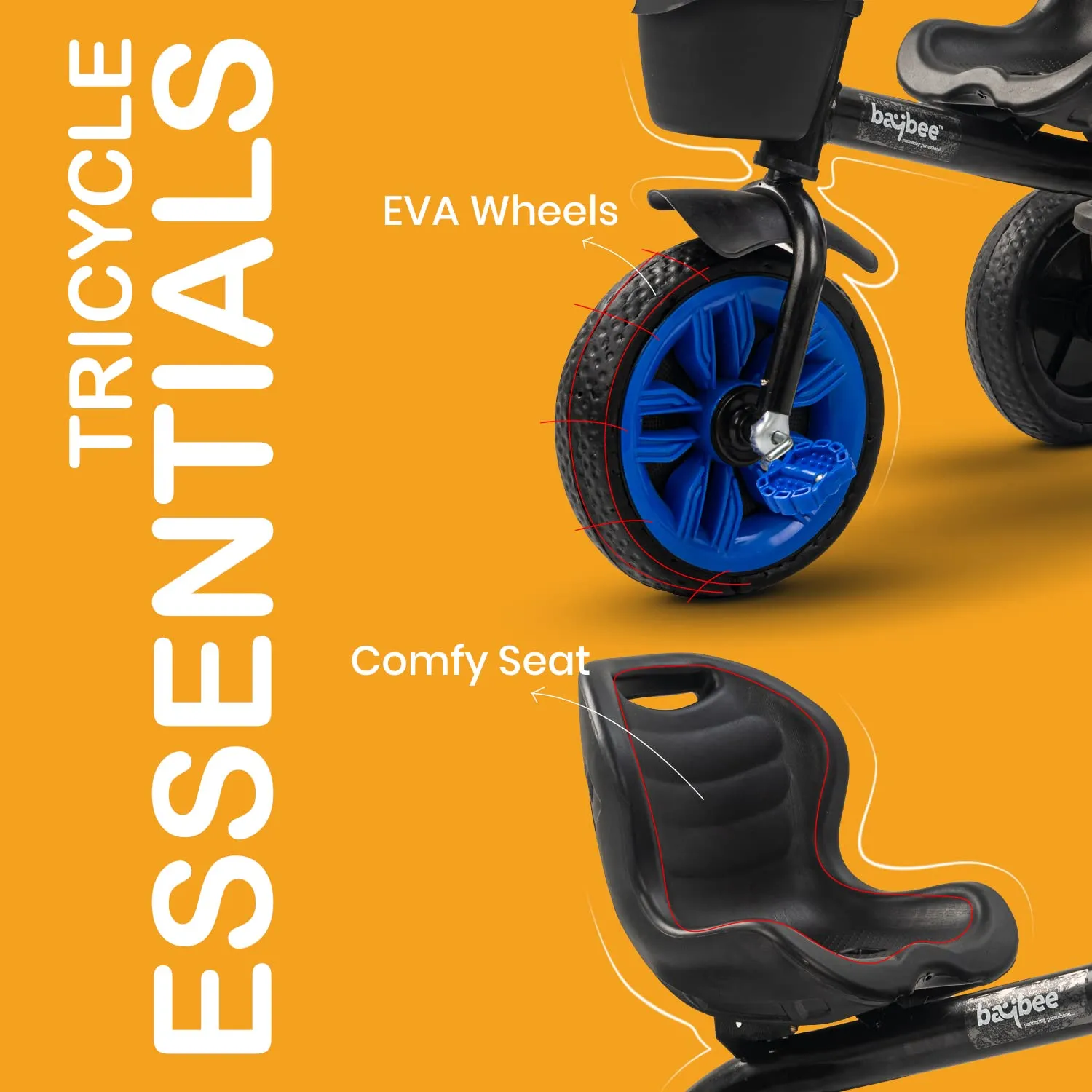 Baybee Trize Baby Tricycle for Kids, Smart Plug & Play Kids Tricycle