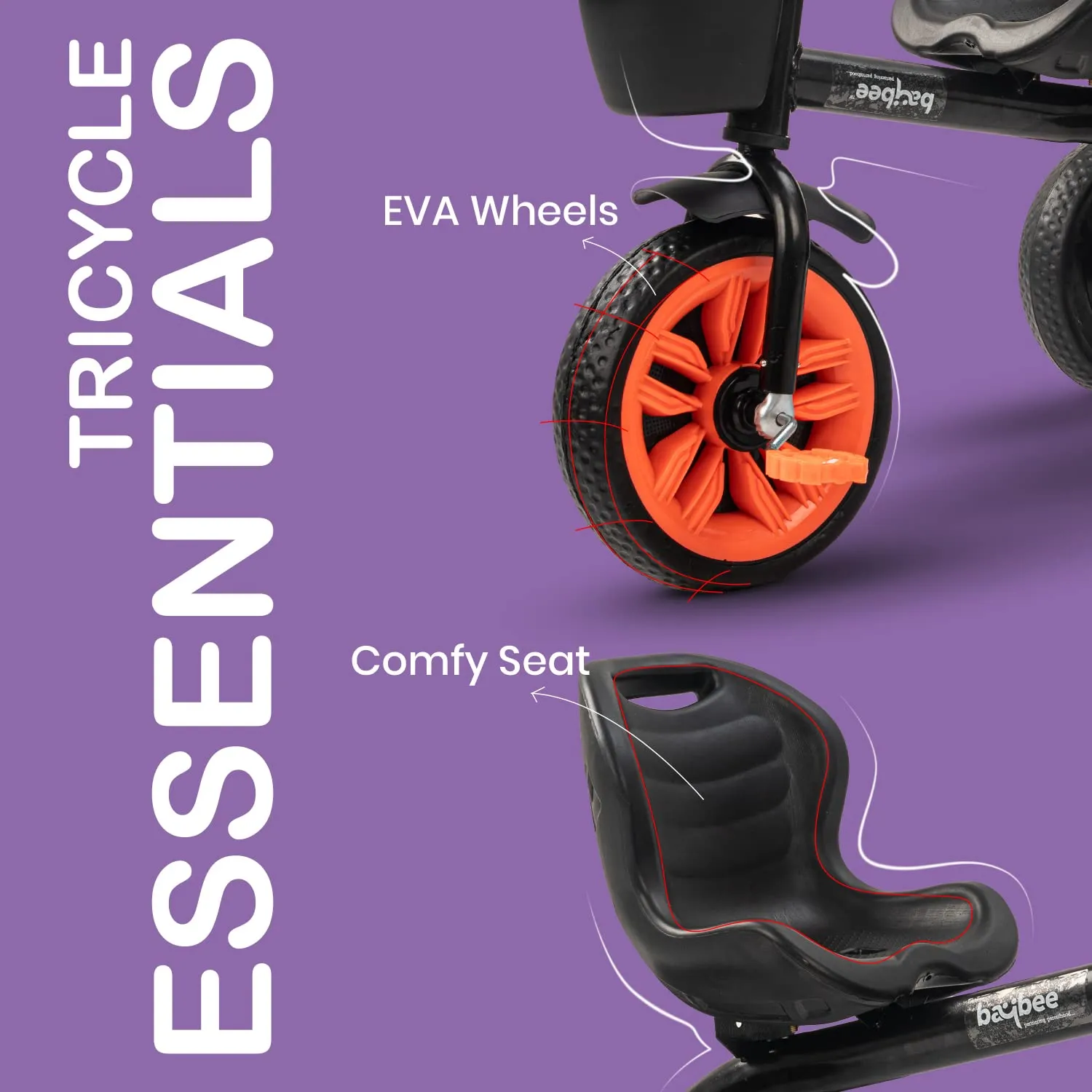 Baybee Trize Baby Tricycle for Kids, Smart Plug & Play Kids Tricycle