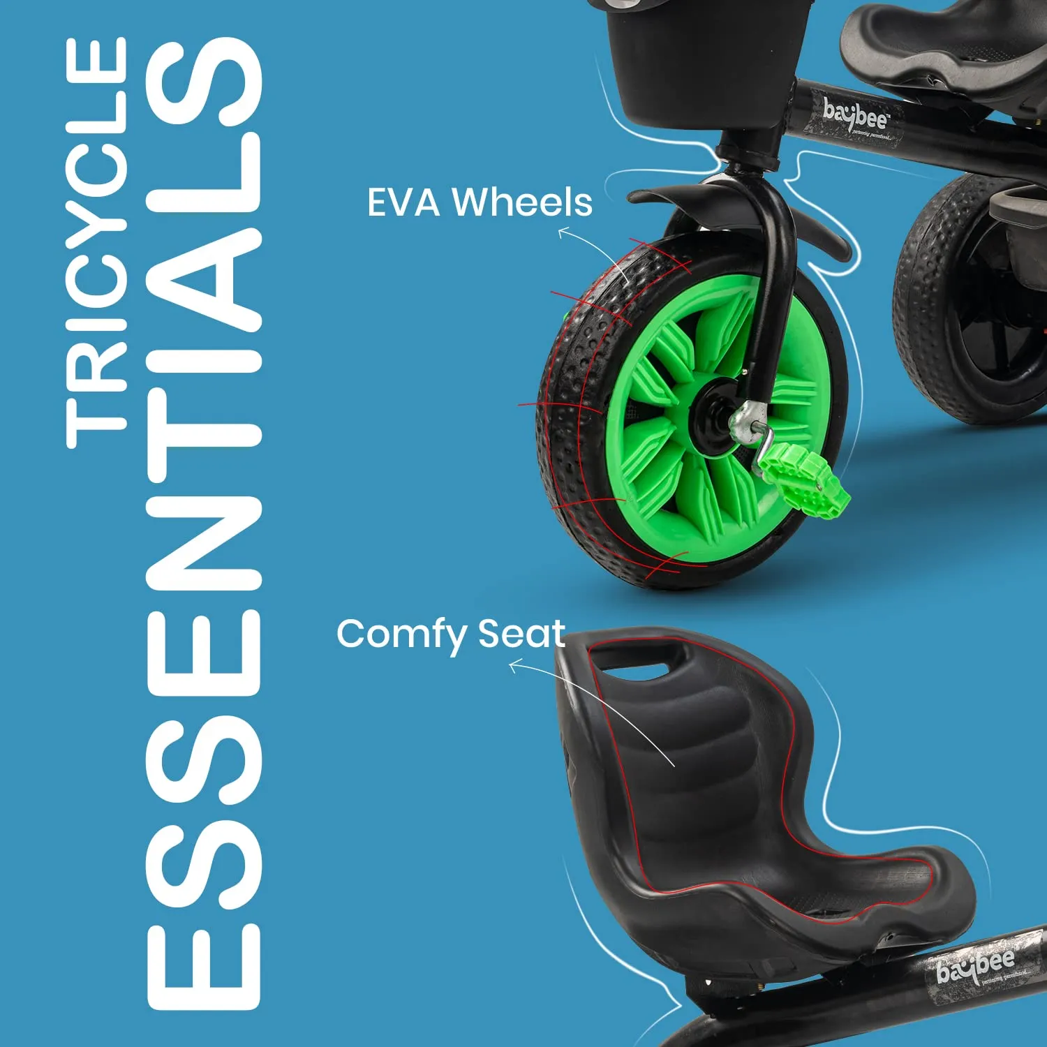 Baybee Trize Baby Tricycle for Kids, Smart Plug & Play Kids Tricycle