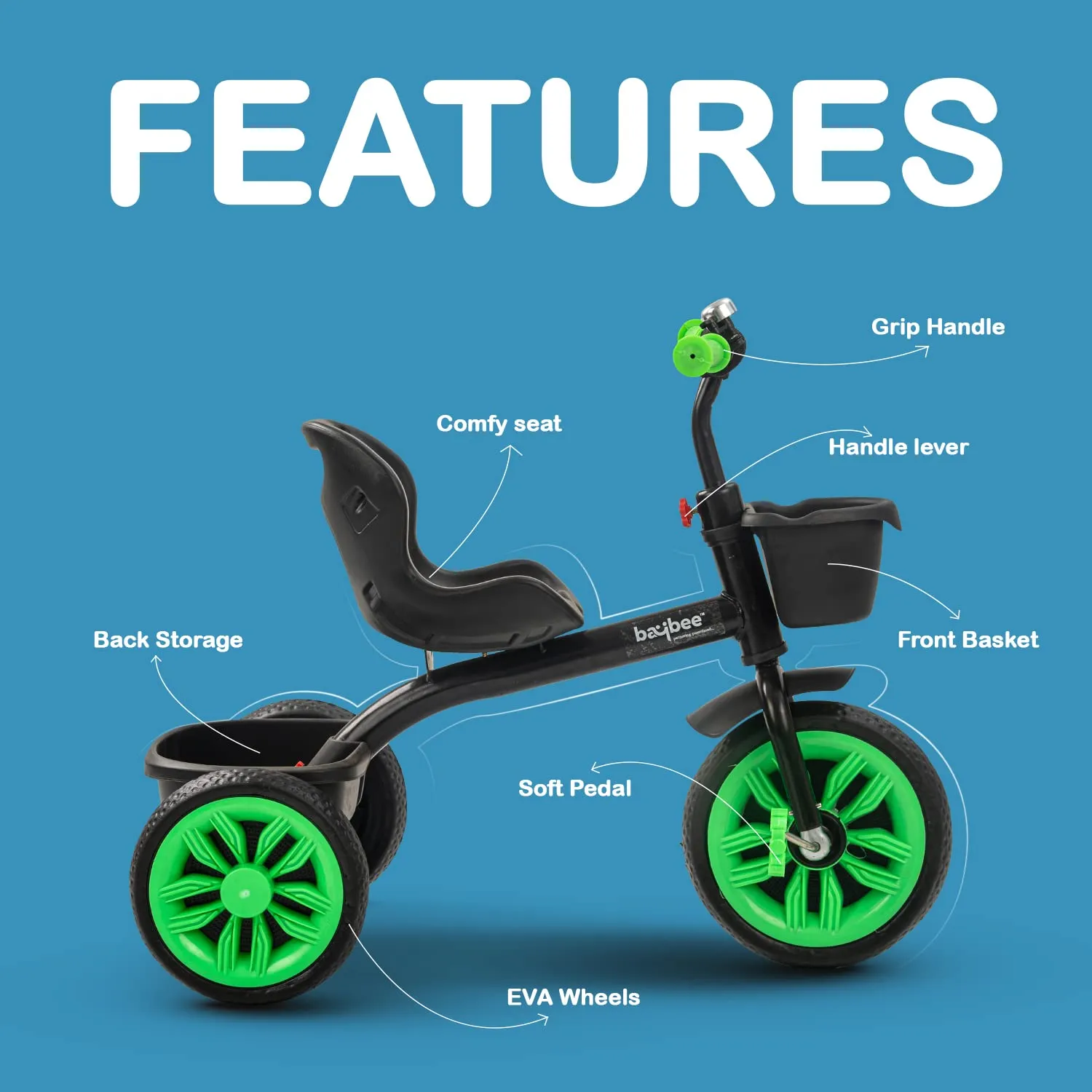 Baybee Trize Baby Tricycle for Kids, Smart Plug & Play Kids Tricycle