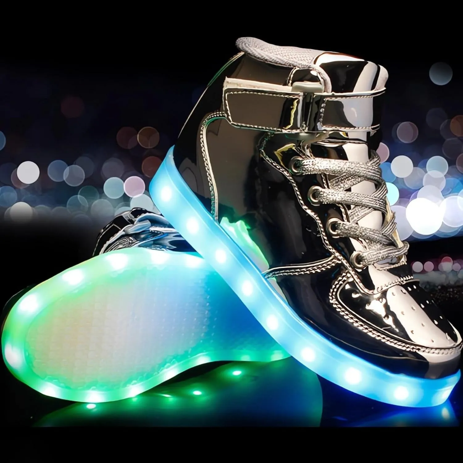 Big Kids Adult Light Up Trainers Luminous Sneakers Boys Girls USB Charging Led High Top Flashing Shoes Xmas