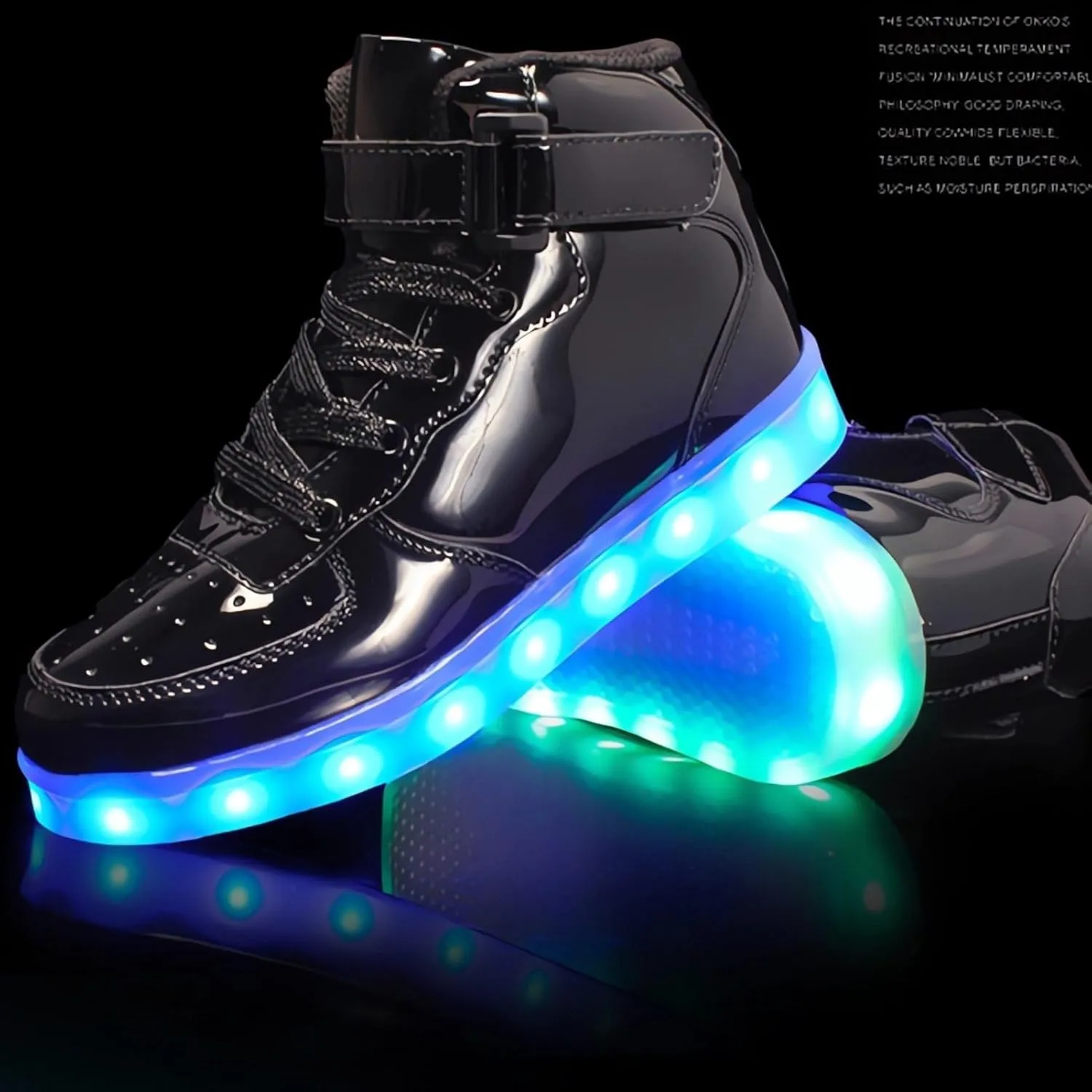 Big Kids Adult Light Up Trainers Luminous Sneakers Boys Girls USB Charging Led High Top Flashing Shoes Xmas
