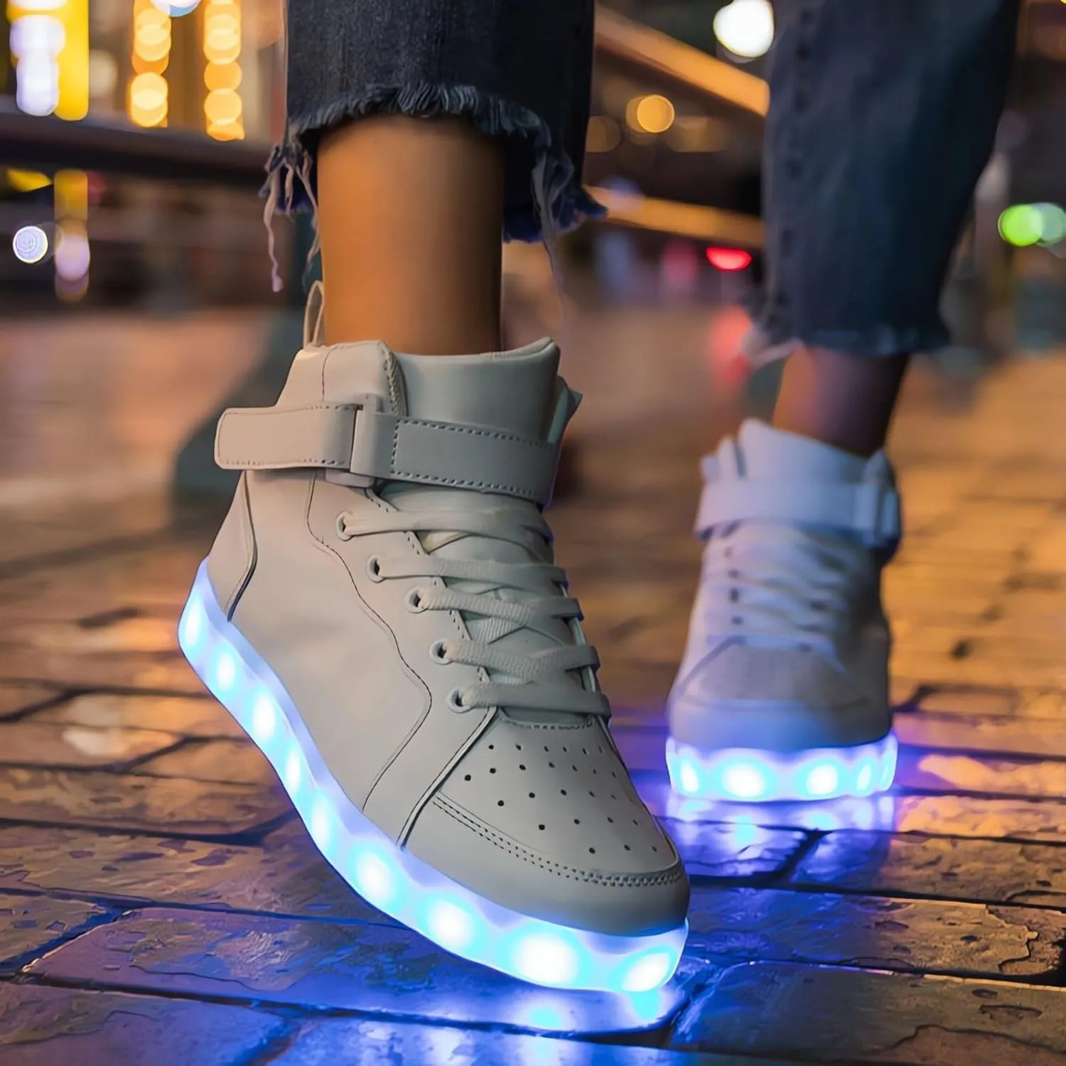 Big Kids Adult Light Up Trainers Luminous Sneakers Boys Girls USB Charging Led High Top Flashing Shoes Xmas