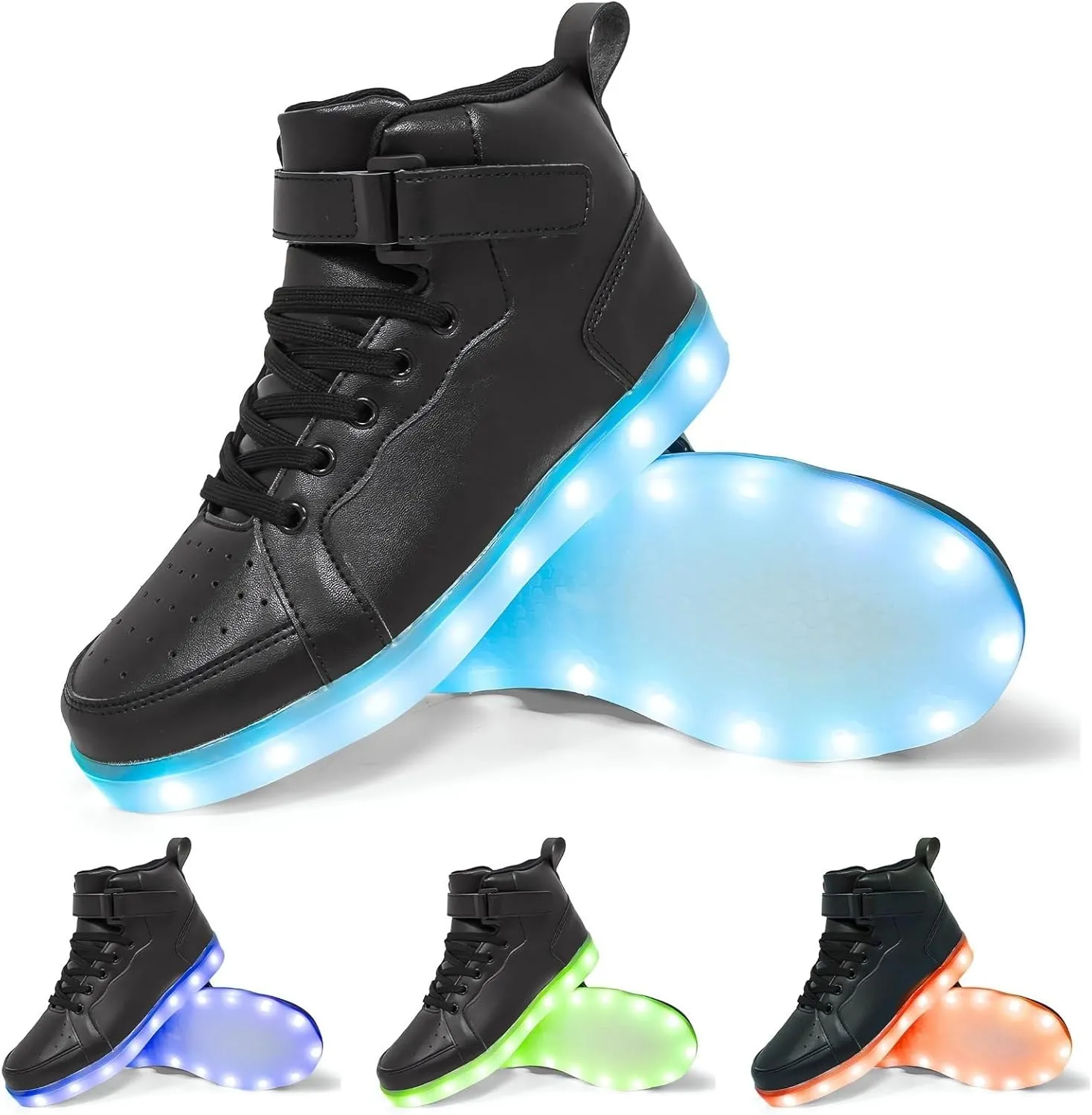 Big Kids Adult Light Up Trainers Luminous Sneakers Boys Girls USB Charging Led High Top Flashing Shoes Xmas