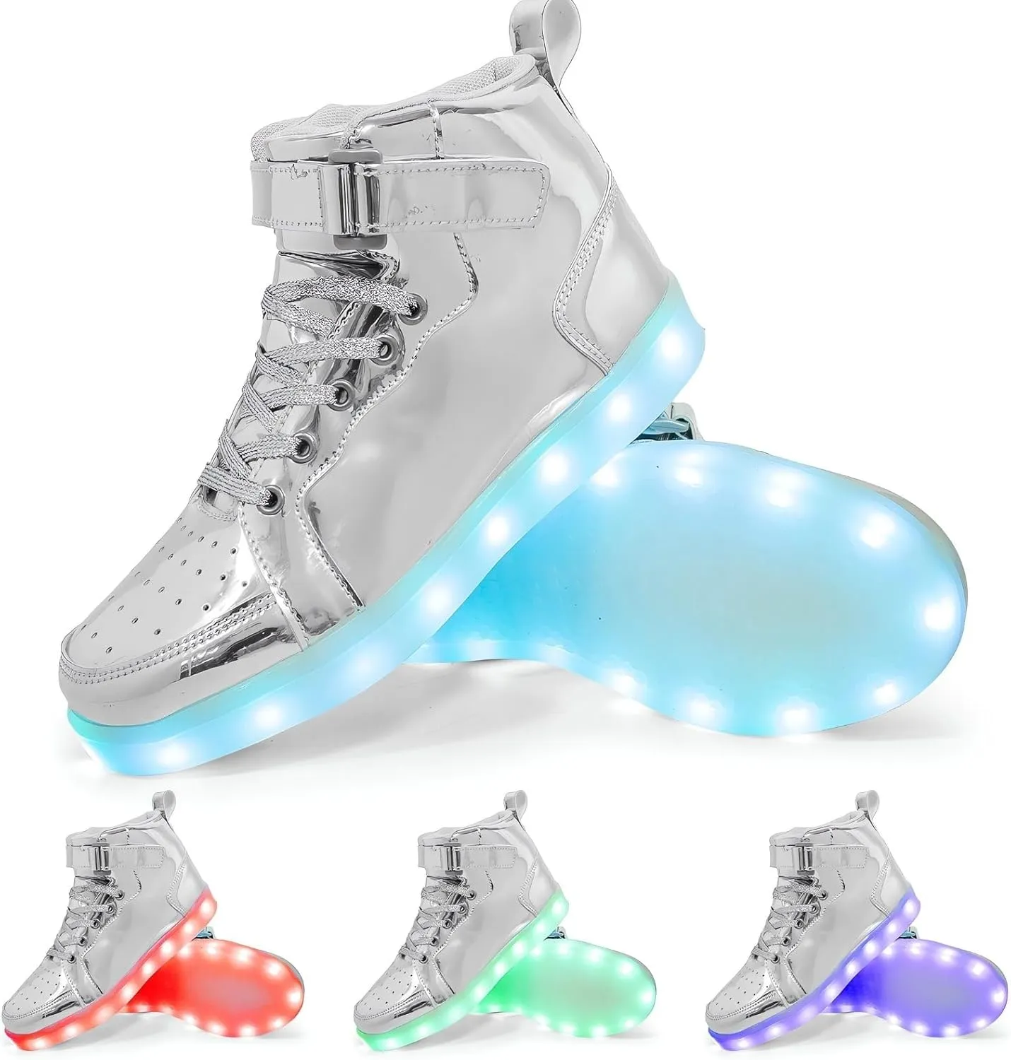 Big Kids Adult Light Up Trainers Luminous Sneakers Boys Girls USB Charging Led High Top Flashing Shoes Xmas
